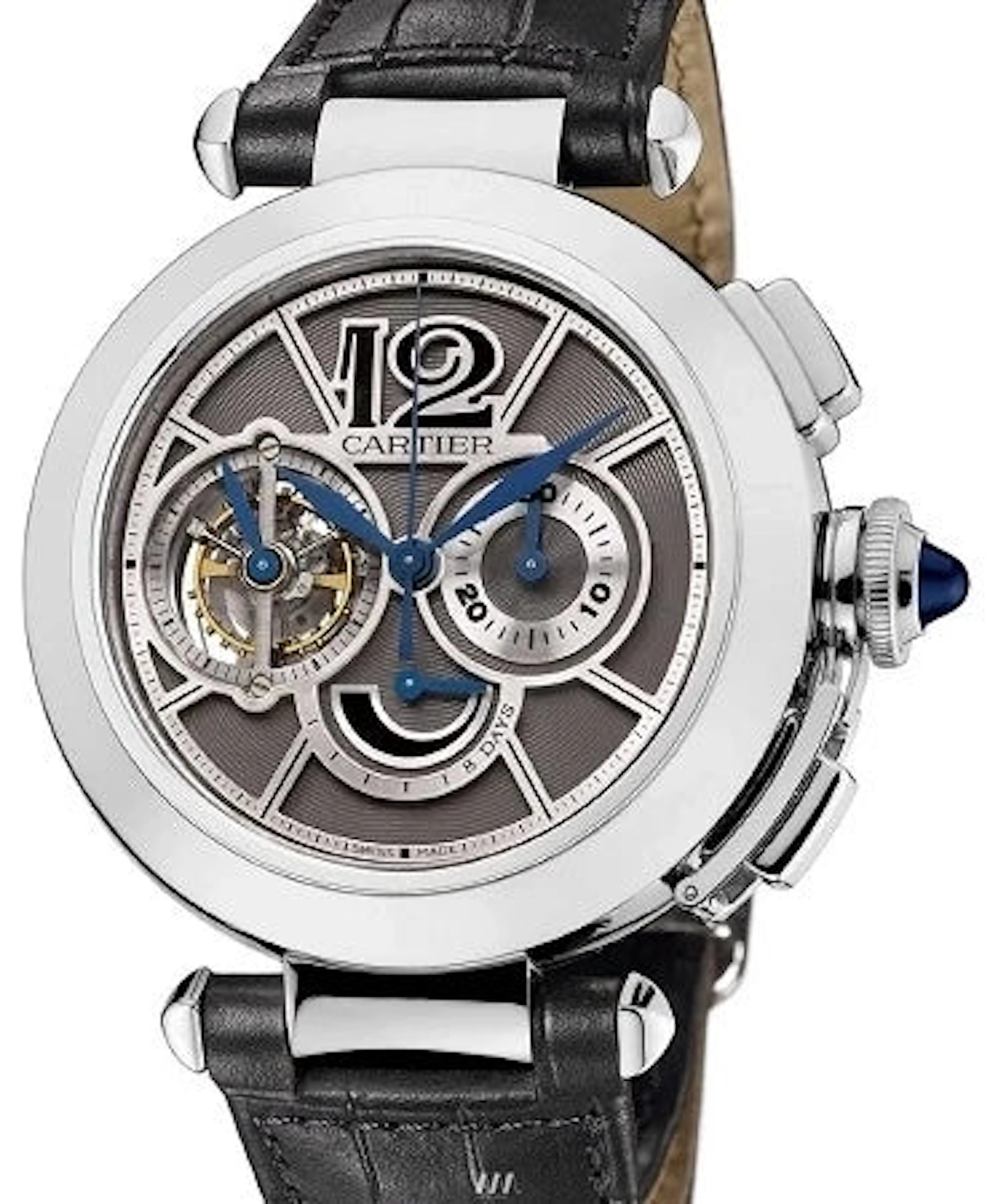Cartier Pasha Flying Tourbillon Skeleton Chronograph 18K White Men's Watch