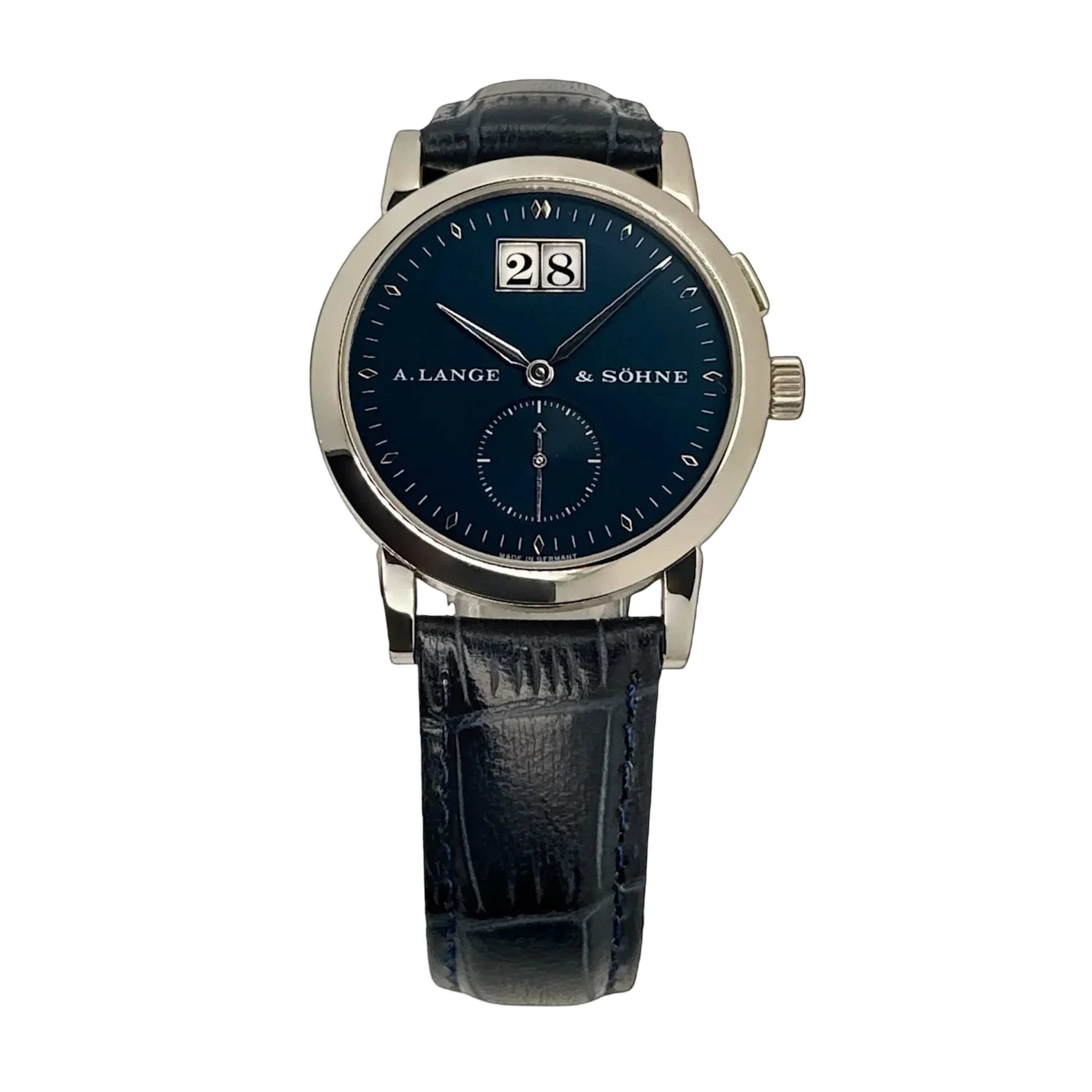 A. Lange & Söhne Saxonia Date 18K White Gold Blue Dial Men's Watch