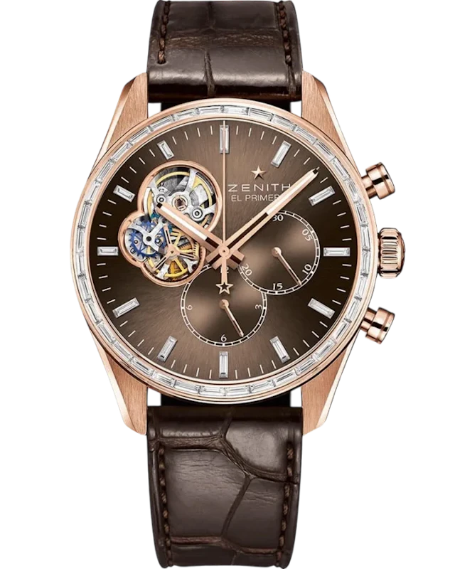 Zenith EL Primero Chronomaster Chronograph 18K Rose Gold & Diamonds Men's Watch
