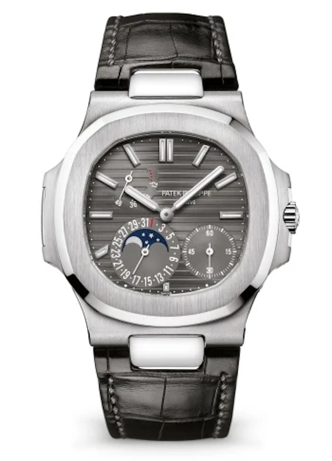 Patek Philippe Nautilus Moon Phase 18K White Gold Men's Watch