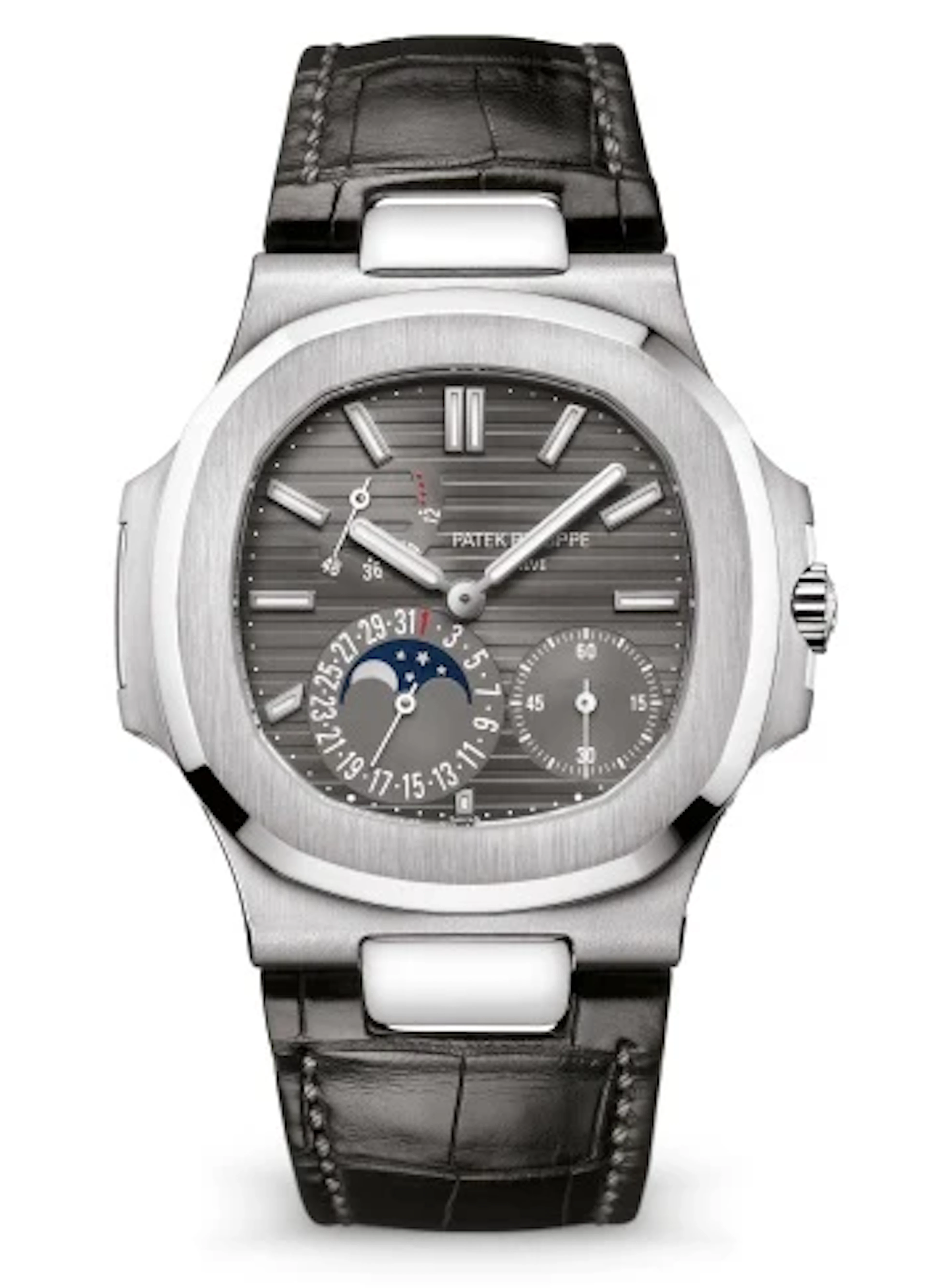 Patek Philippe Nautilus Moon Phase 18K White Gold Men's Watch