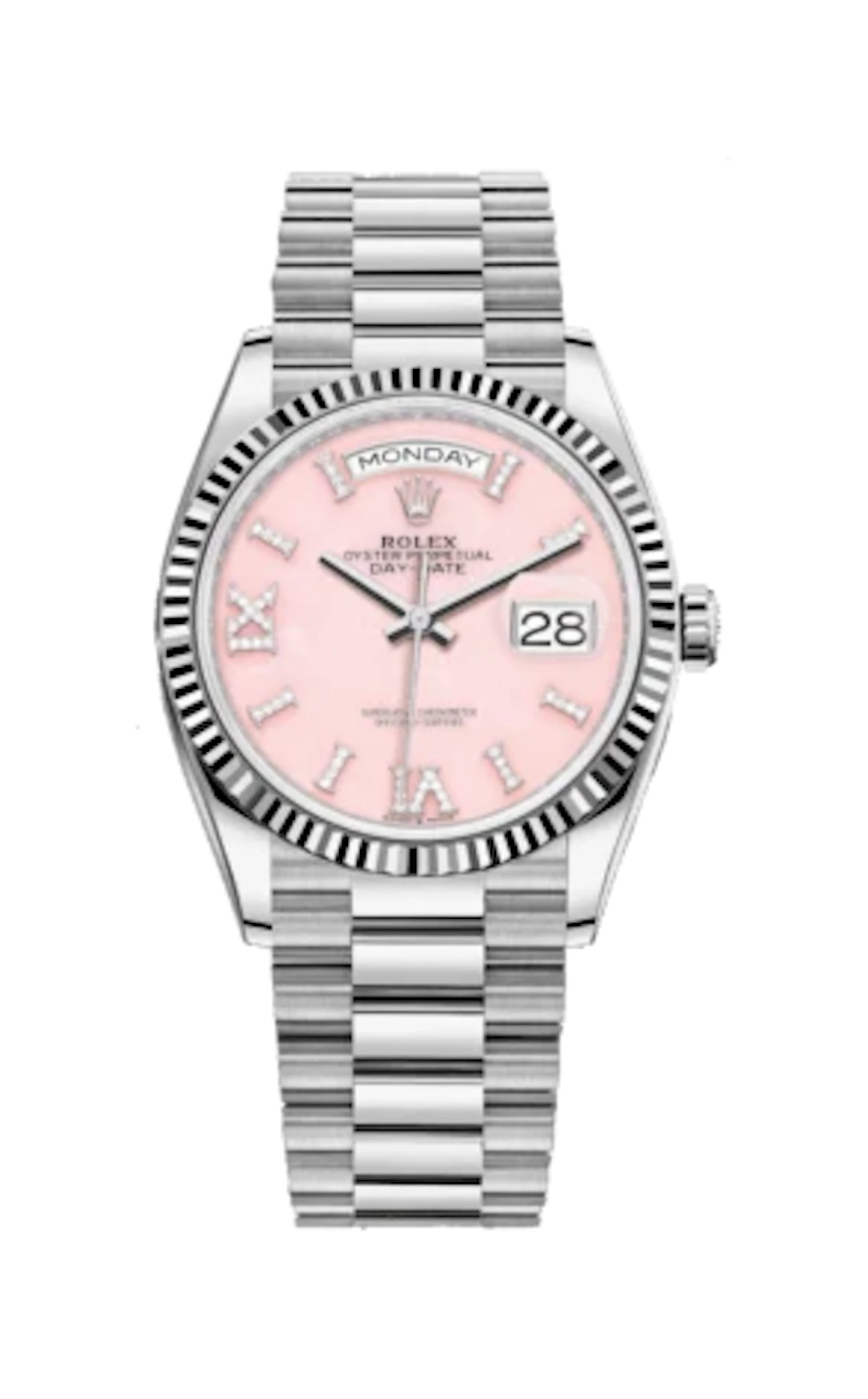 Rolex Day-Date 18K White Gold & Diamonds Lady's Watch