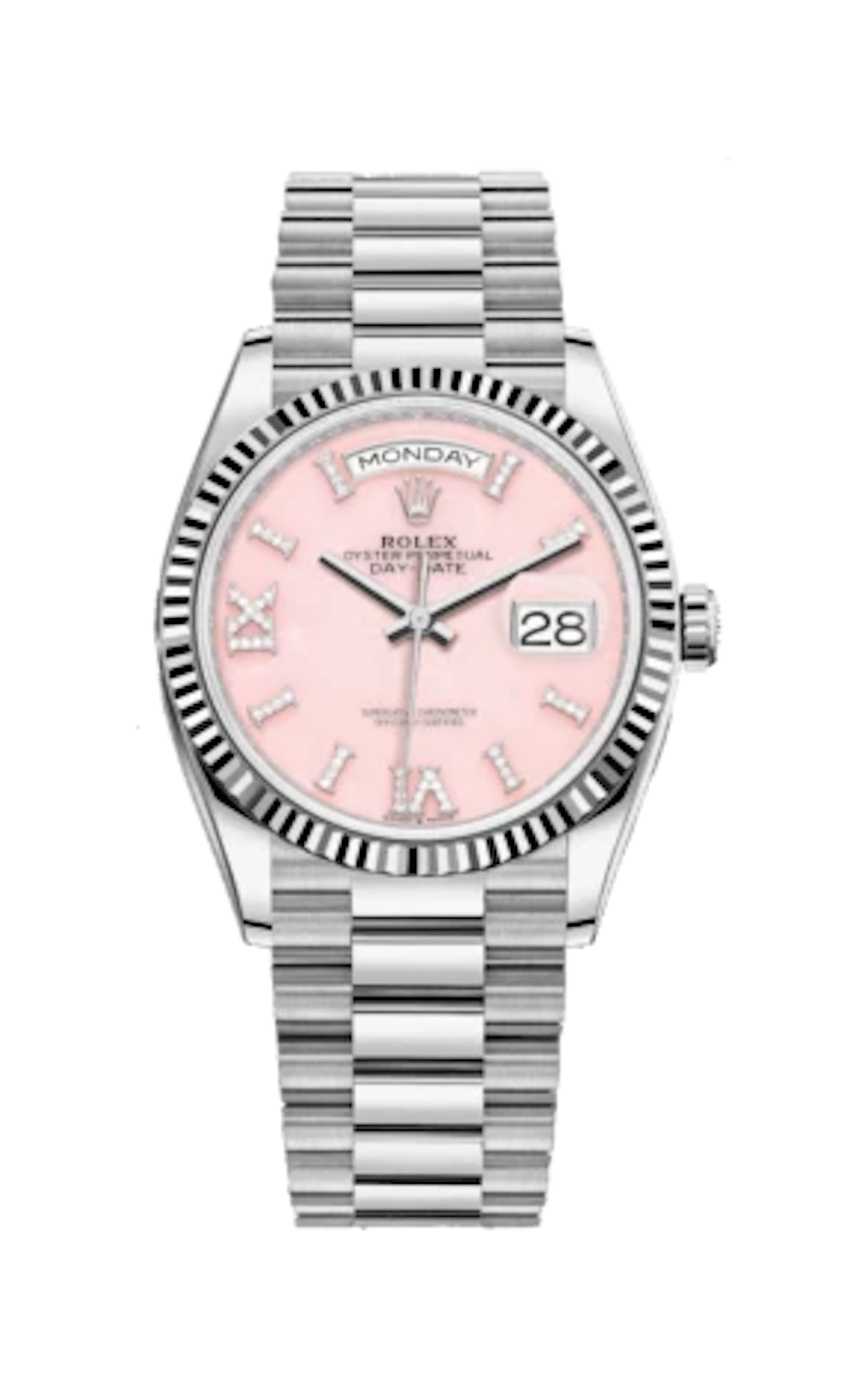 Rolex Day-Date 18K White Gold & Diamonds Lady's Watch