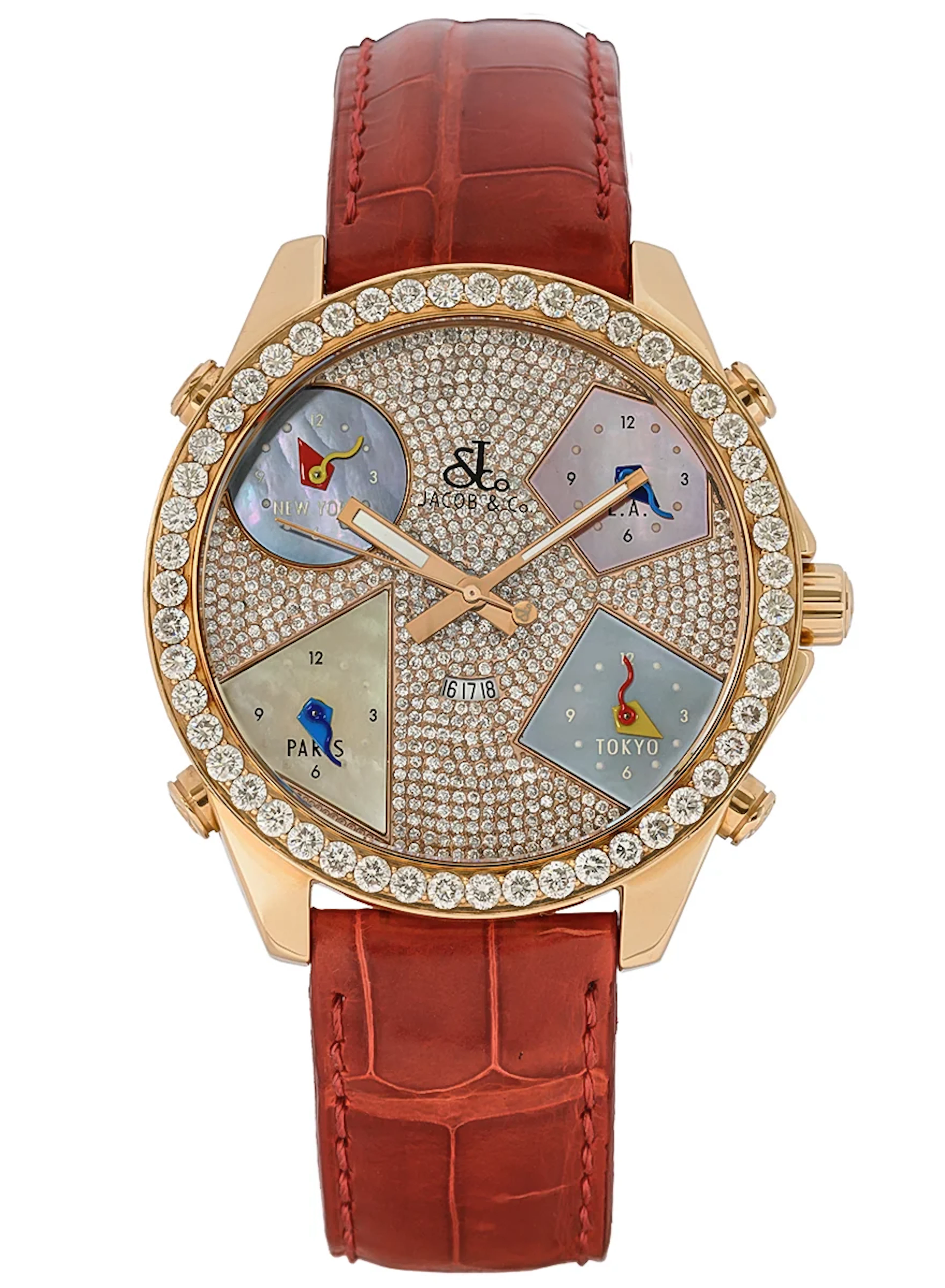 Jacob & Co Five Time Zone 18K Rose Gold & Diamonds Lady's Watch