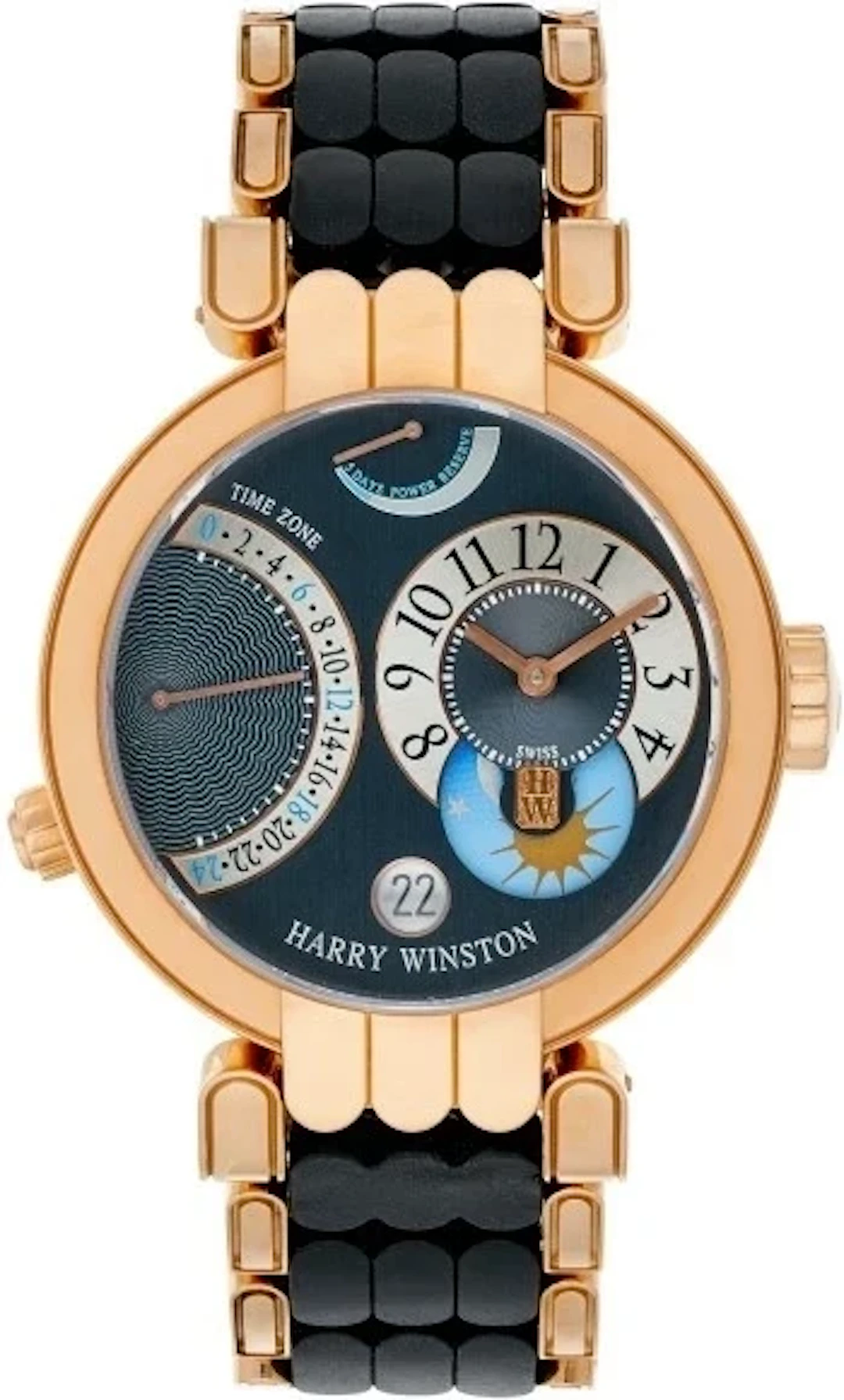 Harry Winston Premier Excenter TimeZone 18K Rose Gold Men's Watch