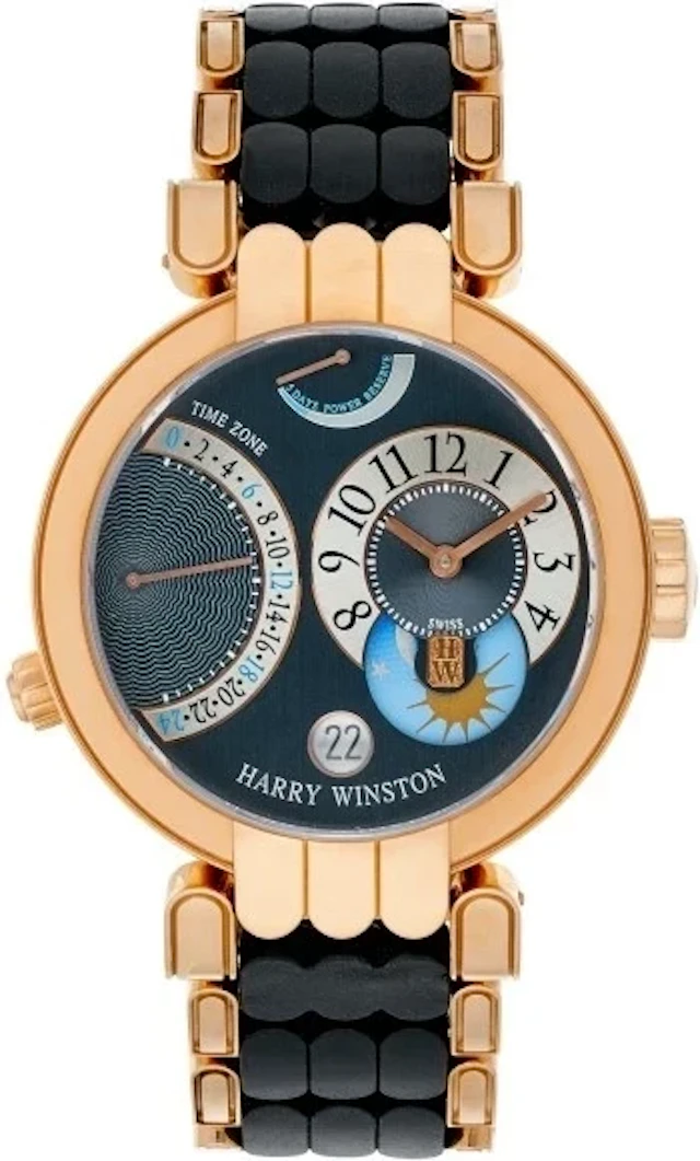 Harry Winston Premier Excenter TimeZone 18K Rose Gold Men's Watch