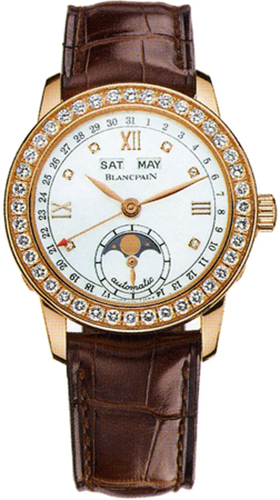 Blancpain Leman Moon Phase 18K Rose Gold Ladies Watch