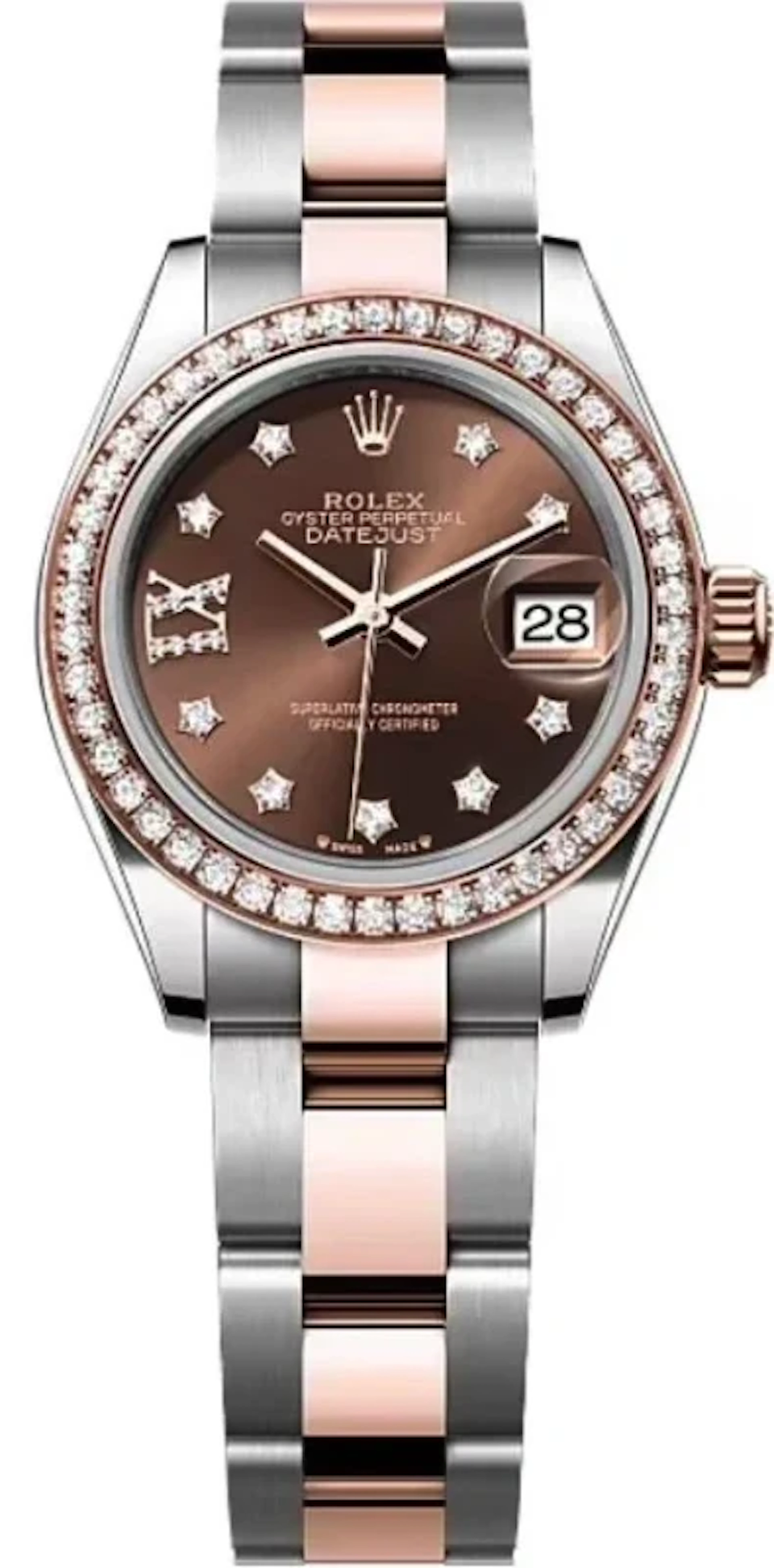 Rolex Datejust Stainless Steel & 18K Rose Gold & Diamonds Lady's Watch