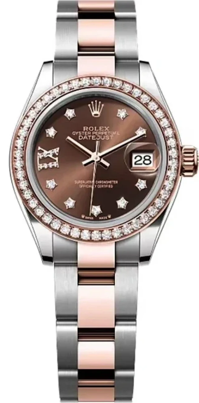 Rolex Datejust Stainless Steel & 18K Rose Gold & Diamonds Lady's Watch