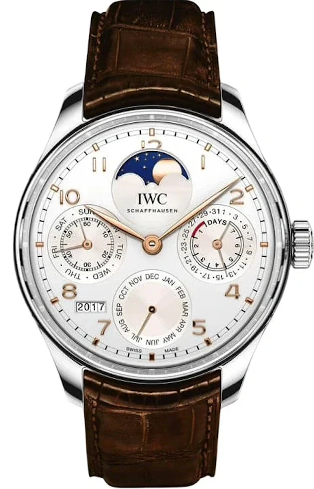 IWC Portuguese Perpetual Calendar Moonphase Stainless Steel Men's Watch