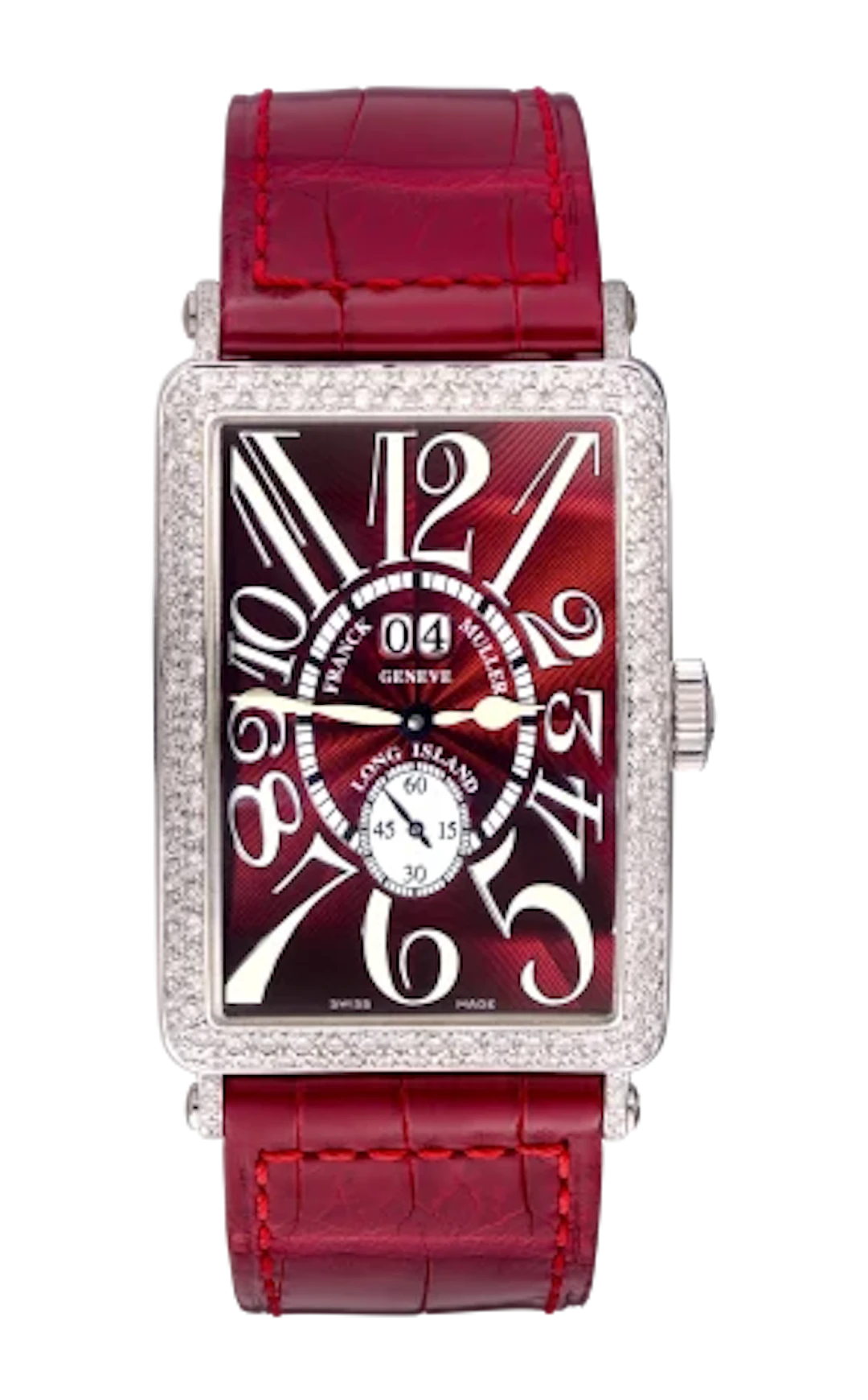 Franck Muller Long Island Big Date 18K White Gold & Diamonds Ladies Watch