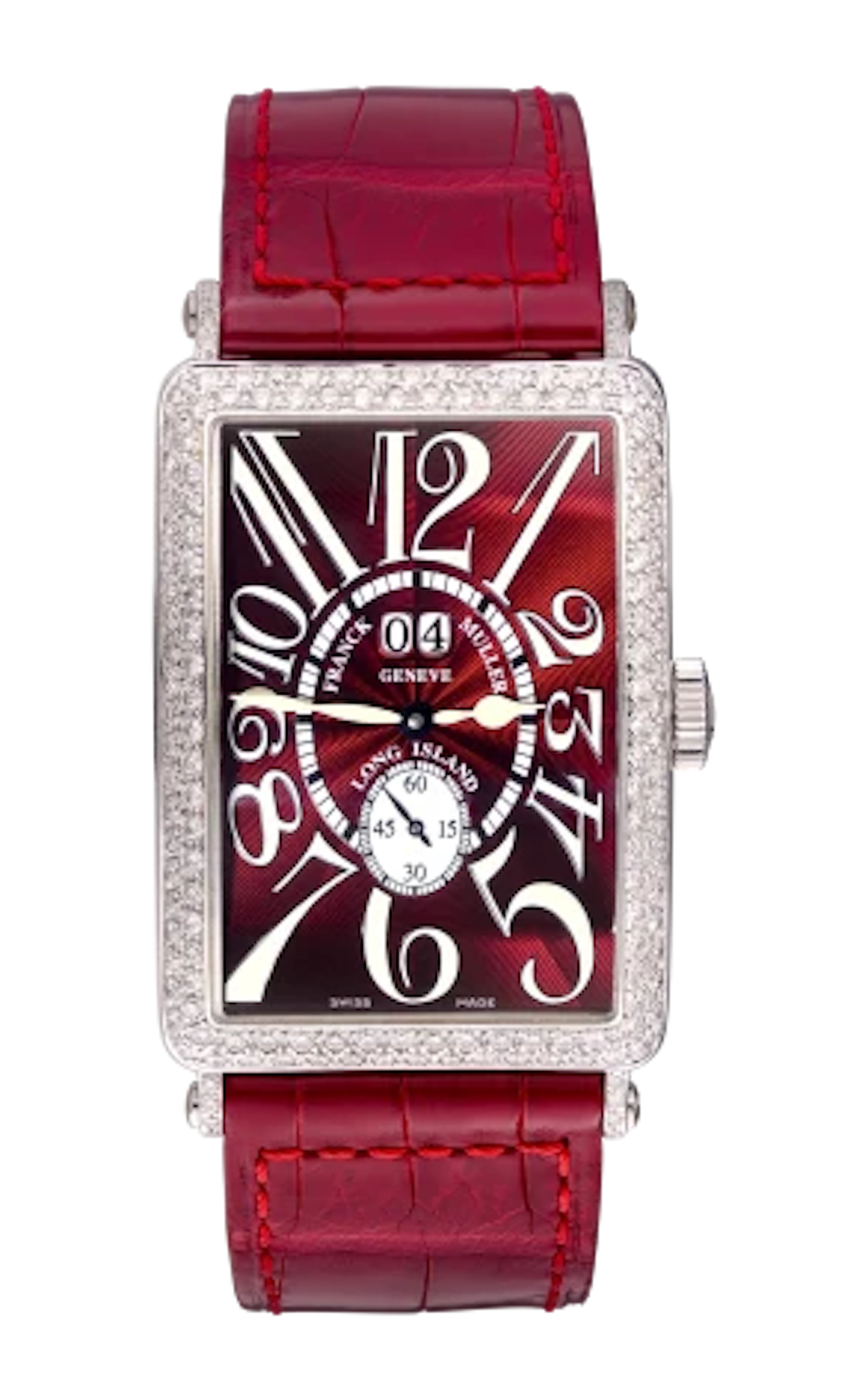 Franck Muller Long Island Big Date 18K White Gold & Diamonds Ladies Watch