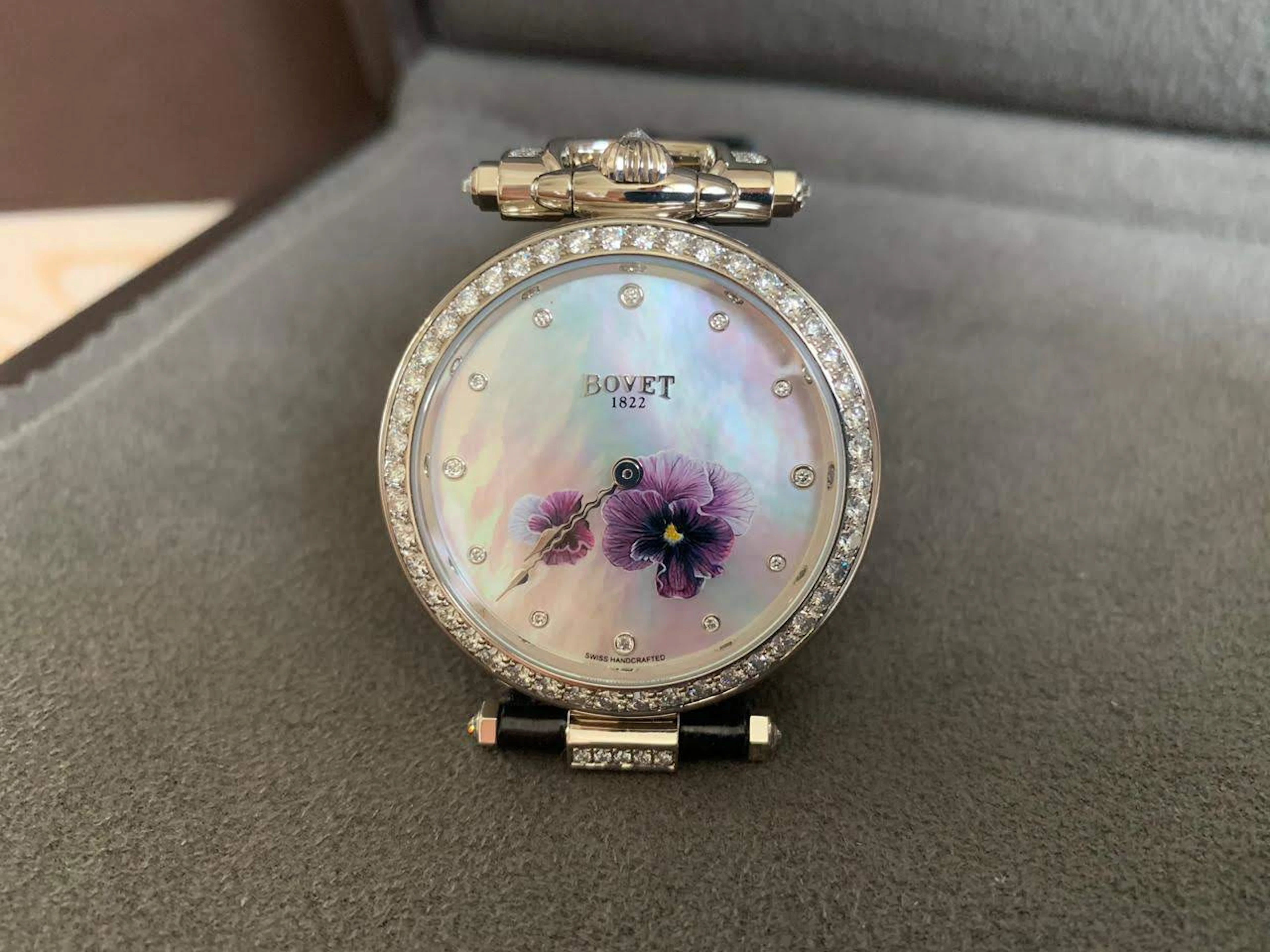 Bovet Amadeo Fleurier 39mm "Pansy" Ladies Watch in 18K White Gold