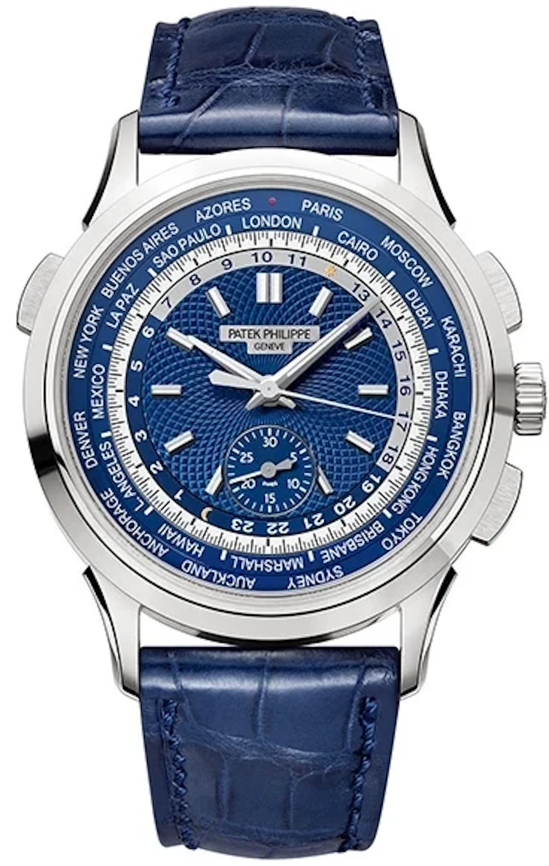Patek Philippe World Time Chronograph 18K White Gold Men's Watch