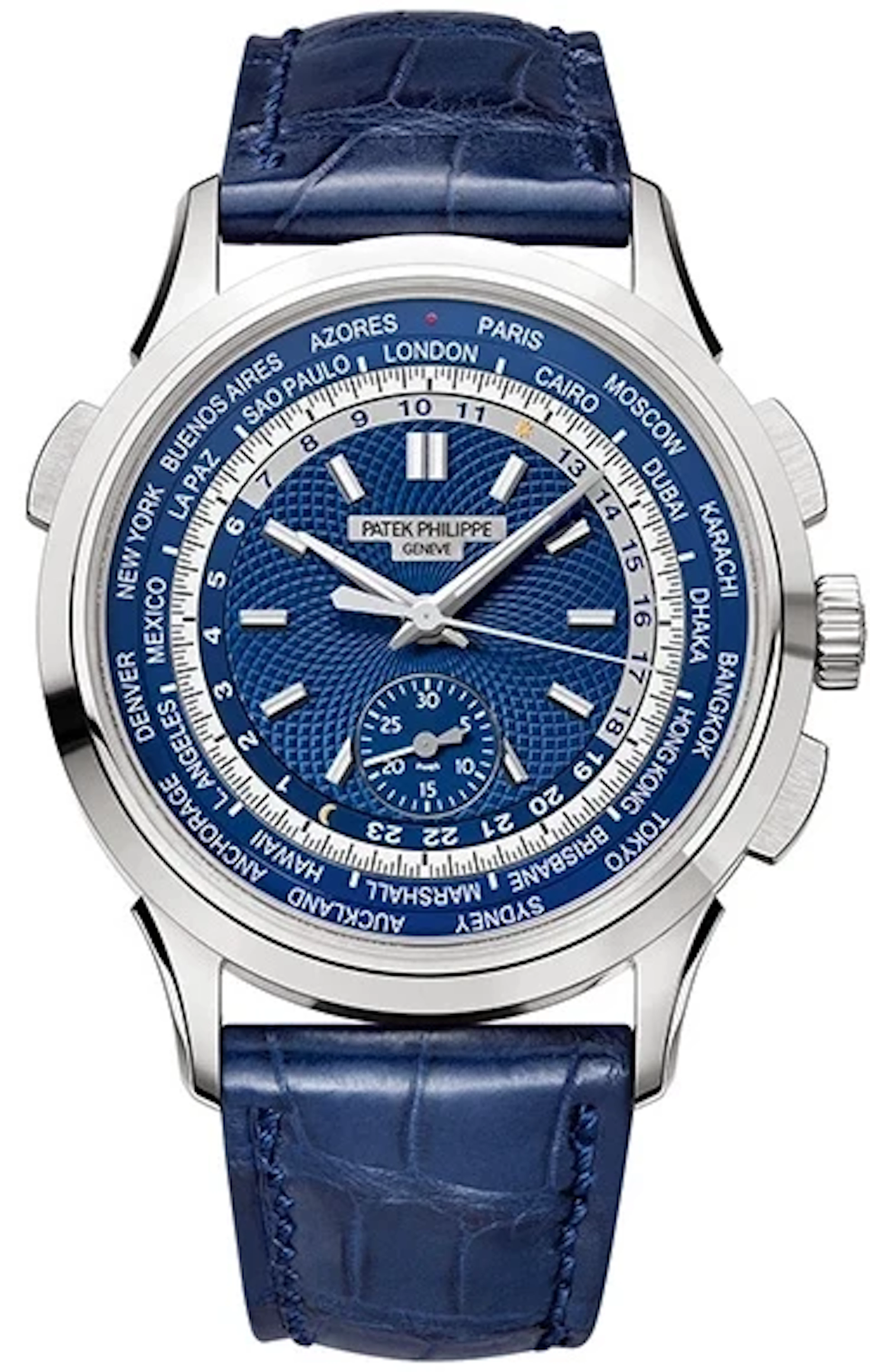Patek Philippe World Time Chronograph 18K White Gold Men's Watch