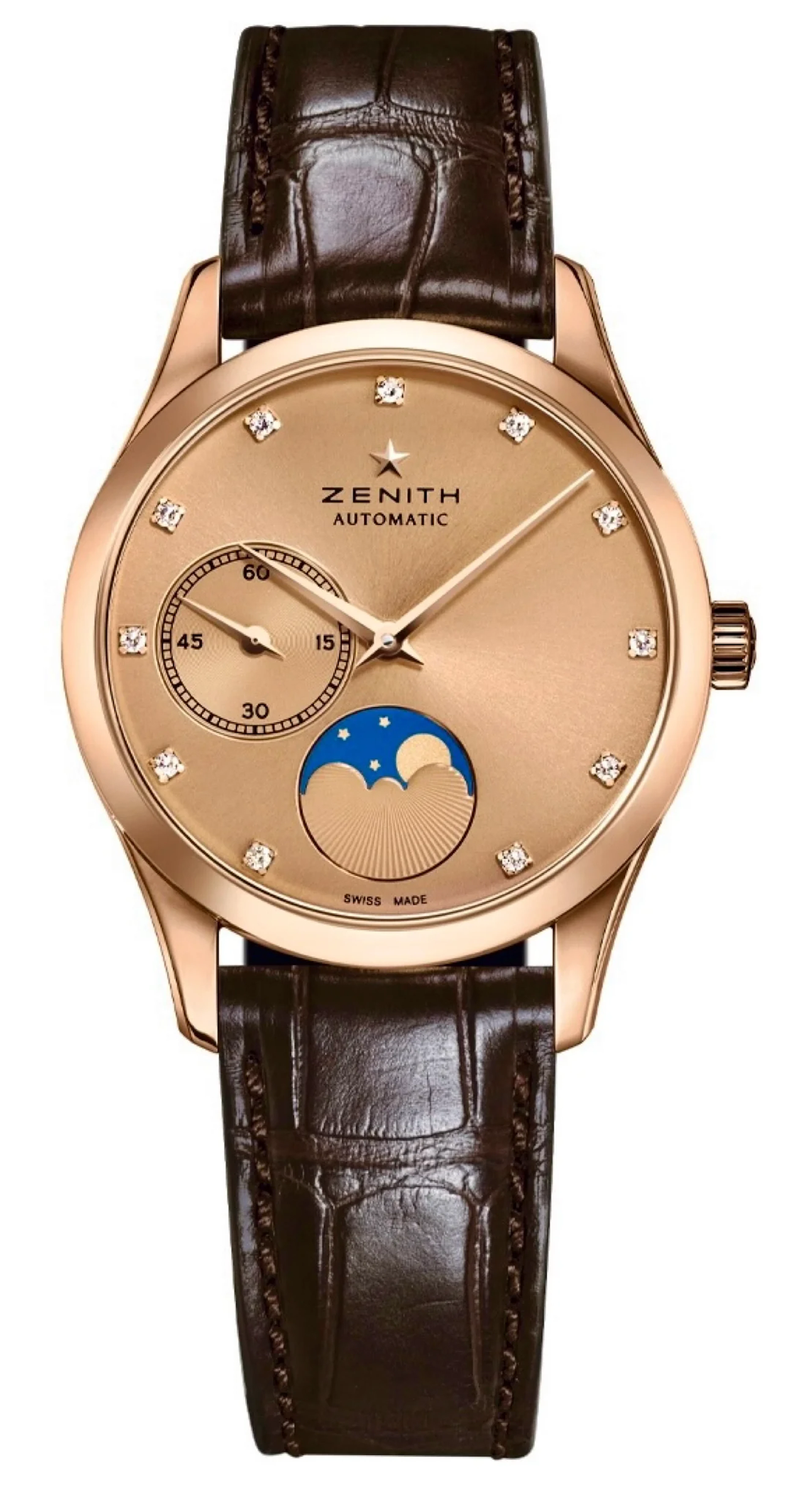 Zenith Ultra Thin Lady Moonphase 18K Rose Gold & Diamonds Lady's Watch