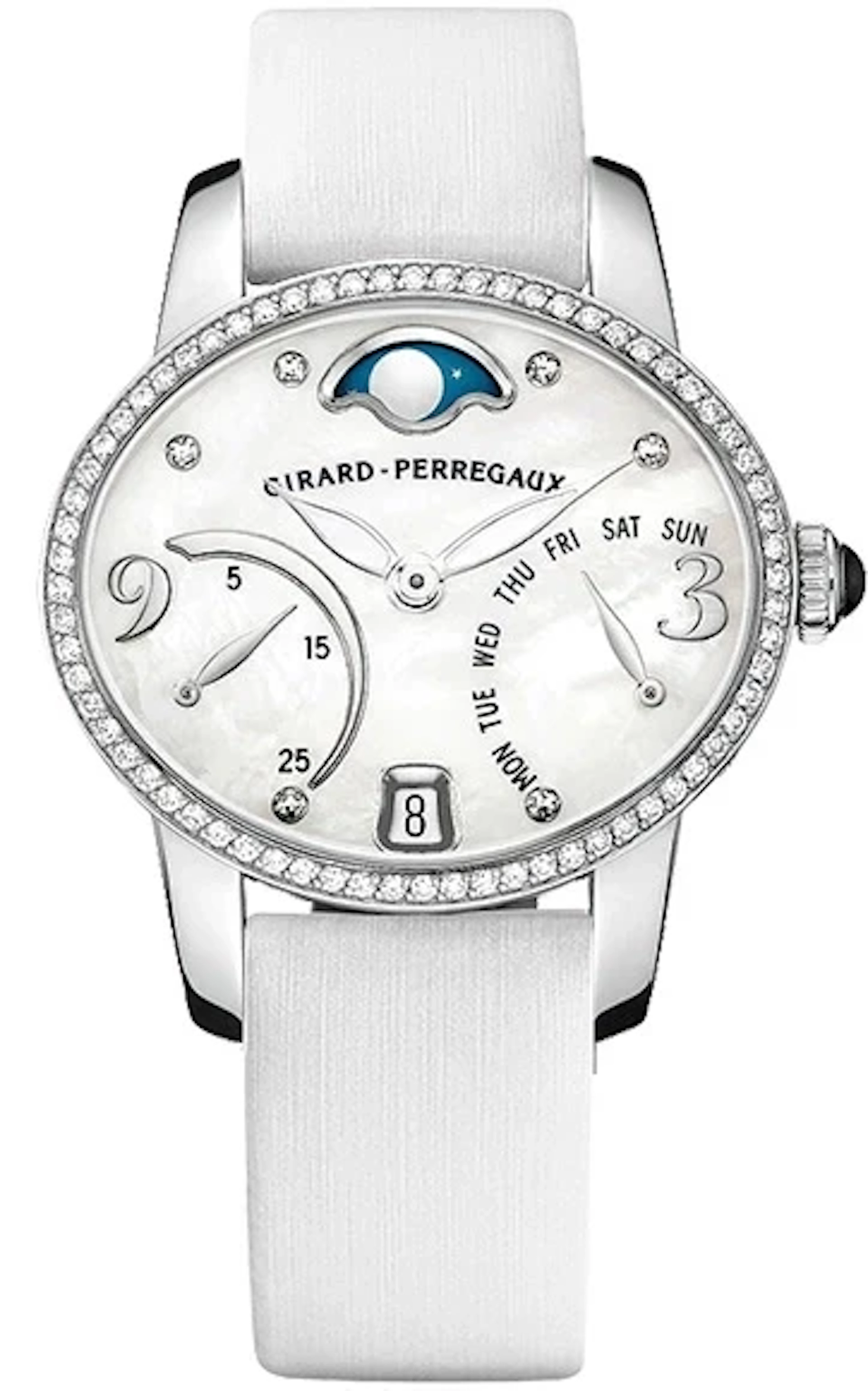 Girard Perregaux Cat`s Eye Bi-Retro 18K White Gold & Diamonds Lady's Watch