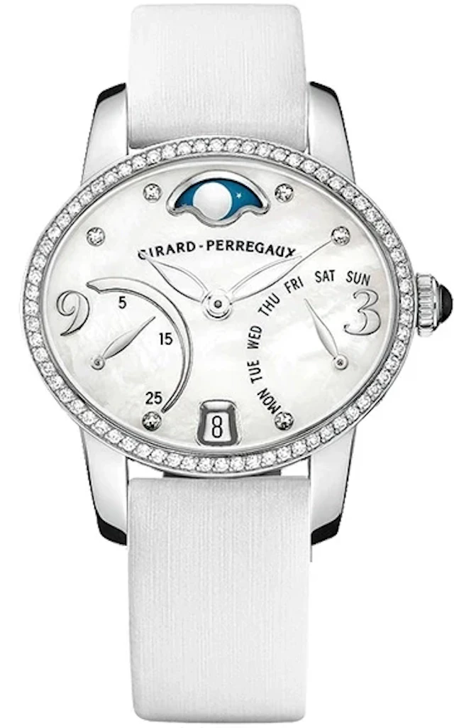 Girard Perregaux Cat`s Eye Bi-Retro 18K White Gold & Diamonds Lady's Watch