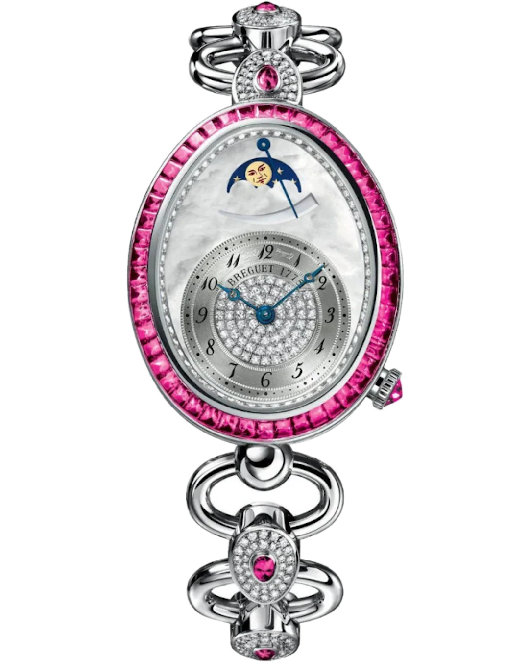 Breguet Reine de Naples 18K White Gold & Diamonds & Rubies Ladies Watch