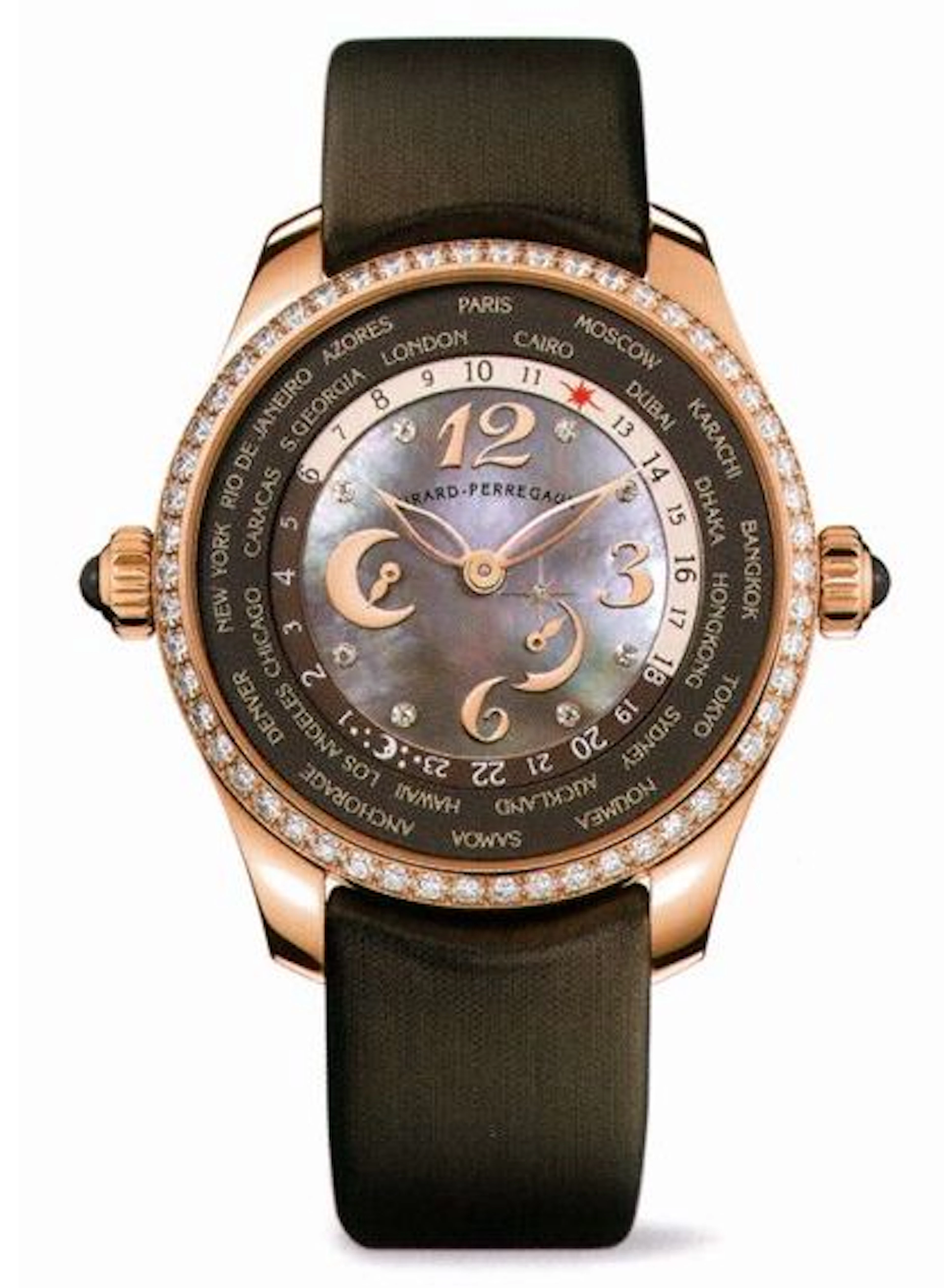 Girard Perregaux World Time 18K Rose Gold & Diamonds Men's Watch