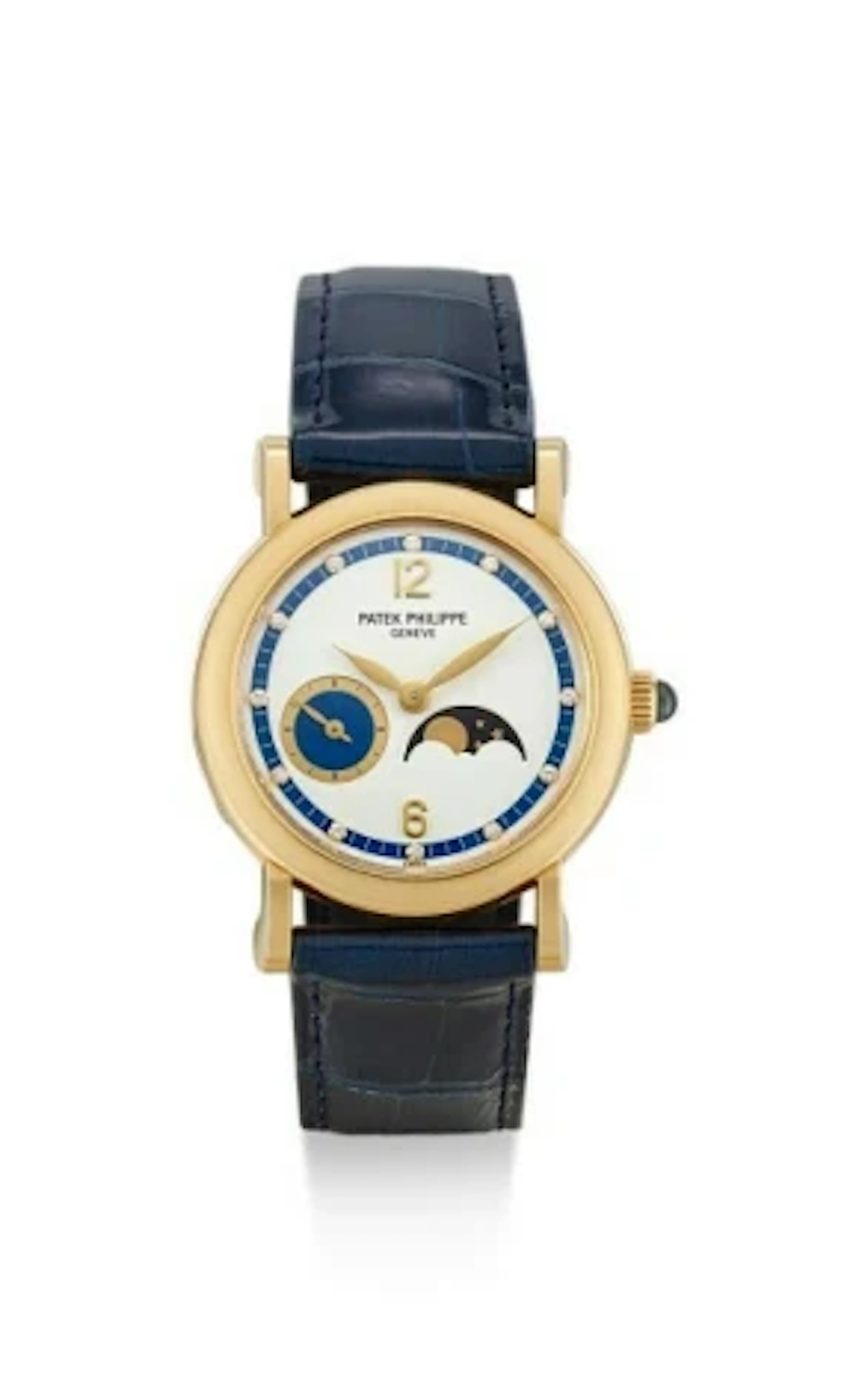 Patek Philippe Calatrava Diamond Moon Phase 18K White Gold Men's Watch