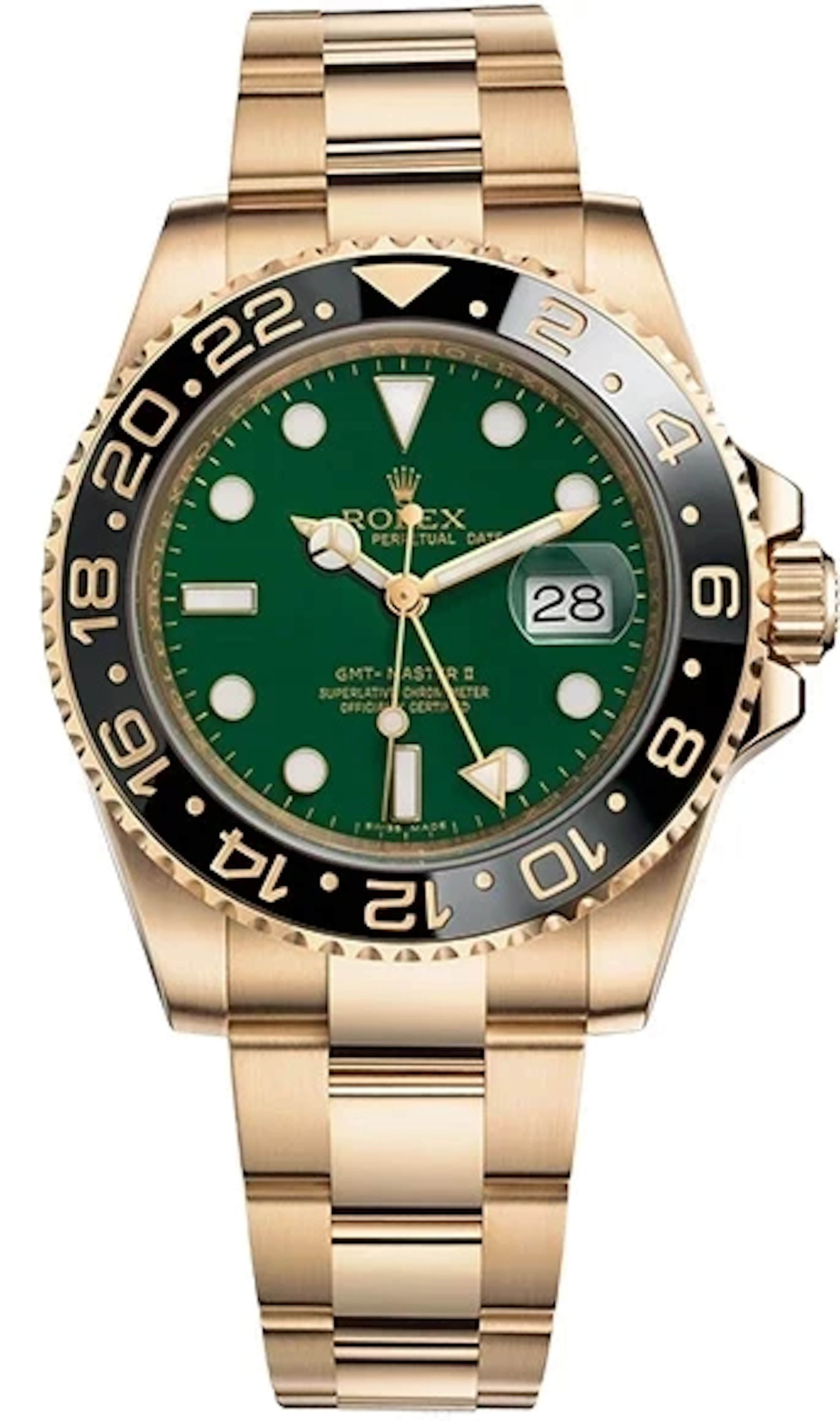 Rolex GMT-Master II Green dial 18K Yellow Gold & Ceramic Men's Watch