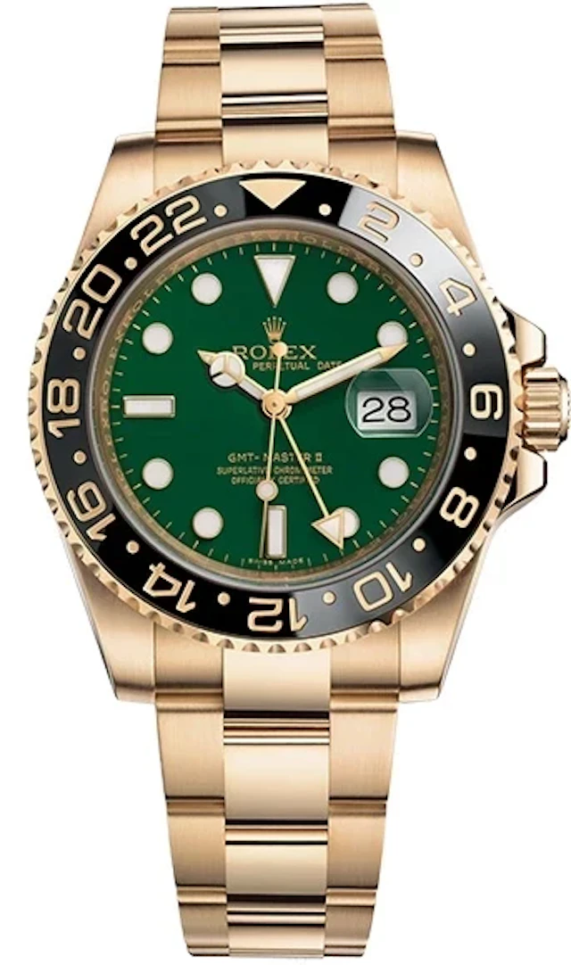 Rolex GMT-Master II Green dial 18K Yellow Gold & Ceramic Men's Watch