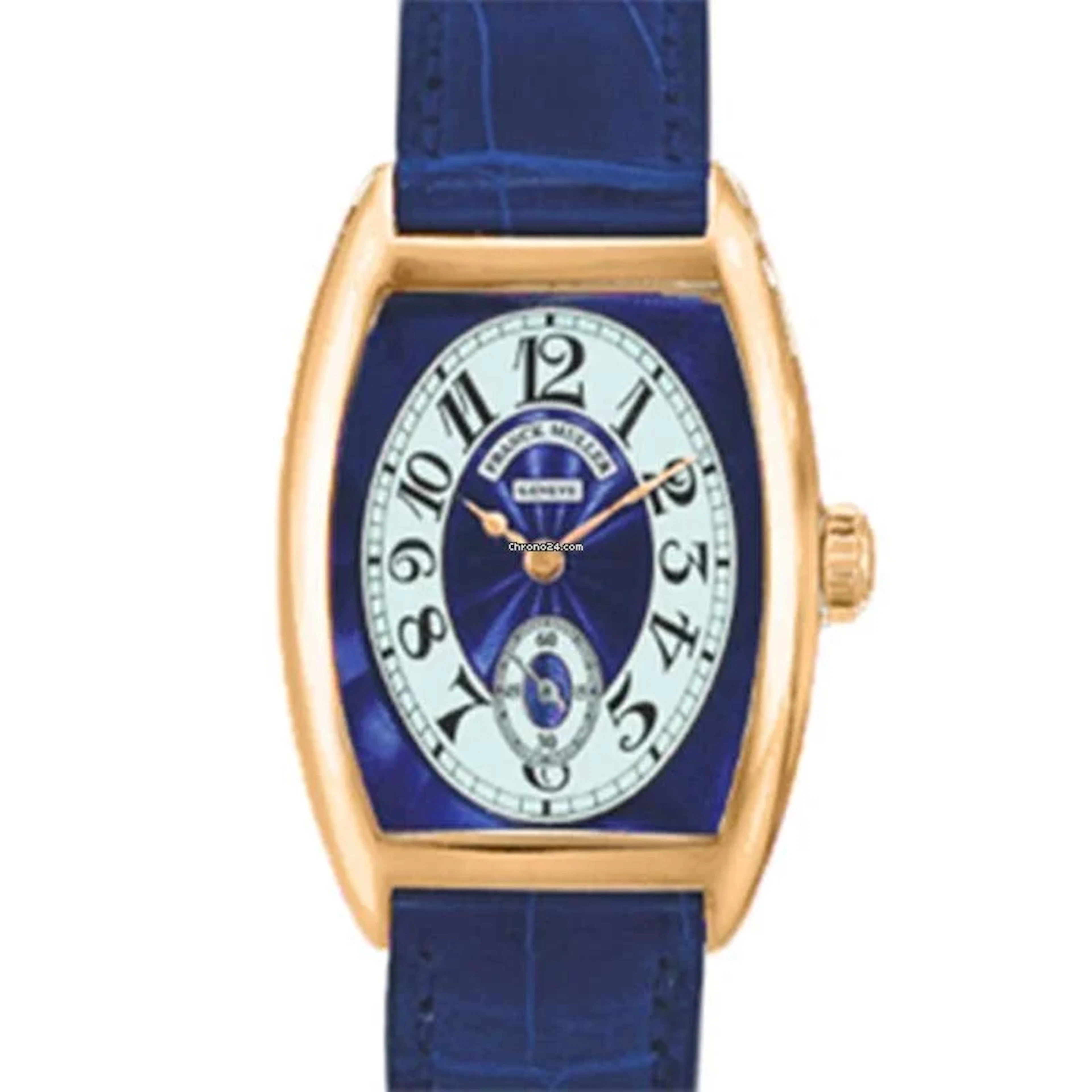 Franck Muller Cintree Curvex Chronometro Lady Blue Dial 18K Yellow
