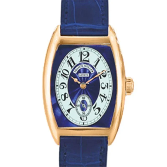 Franck Muller Cintree Curvex Chronometro Lady Blue Dial 18K Yellow