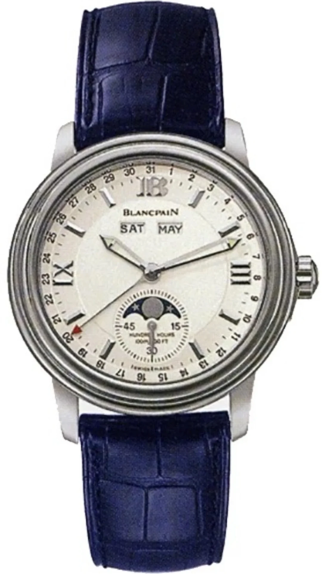 Blancpain Leman Moon Phase Complete Calendar 18K White Gold Men's Watch