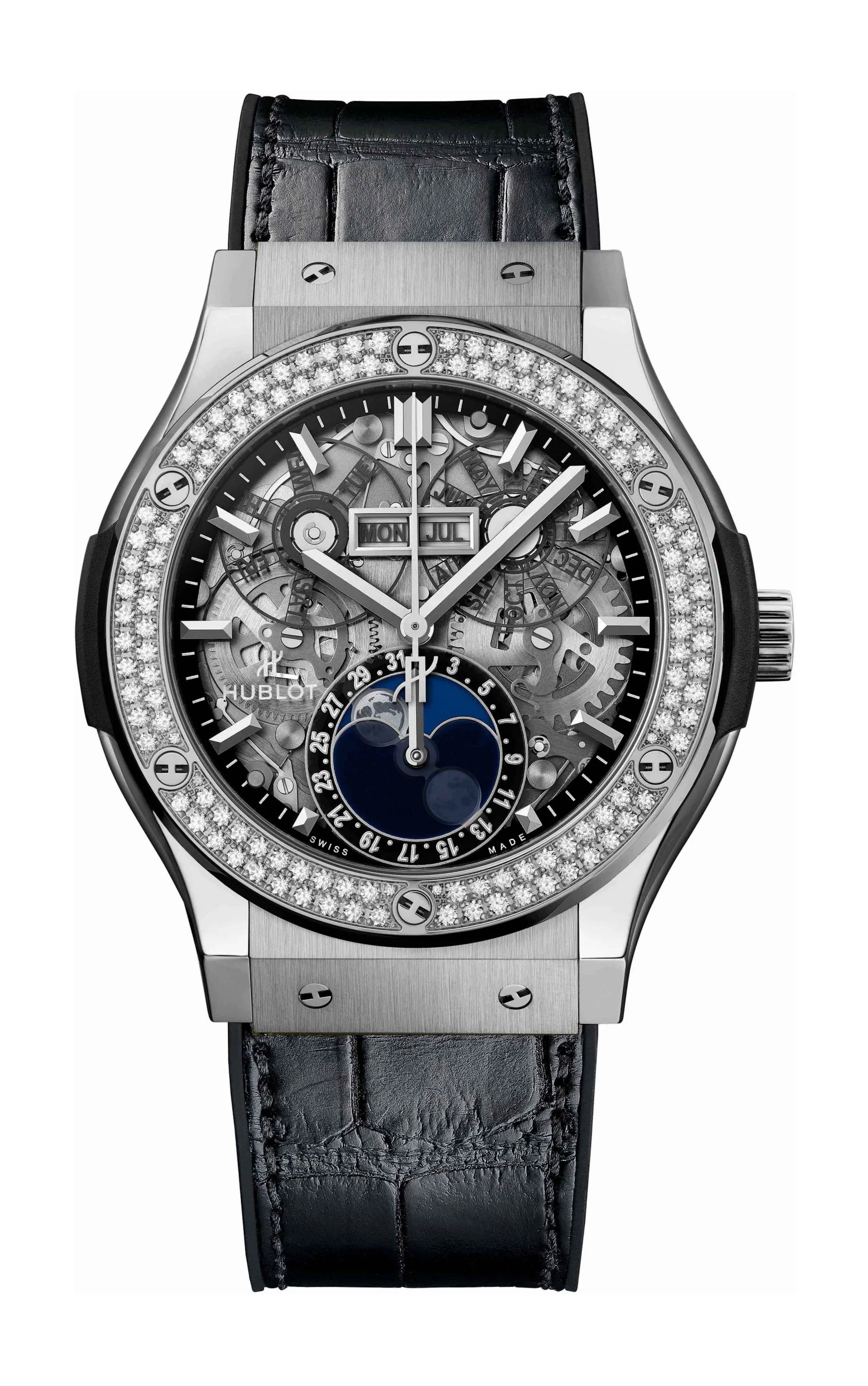 Hublot Classic Fusion Aerofusion Moonphase Titanium & Diamonds Men's Watch