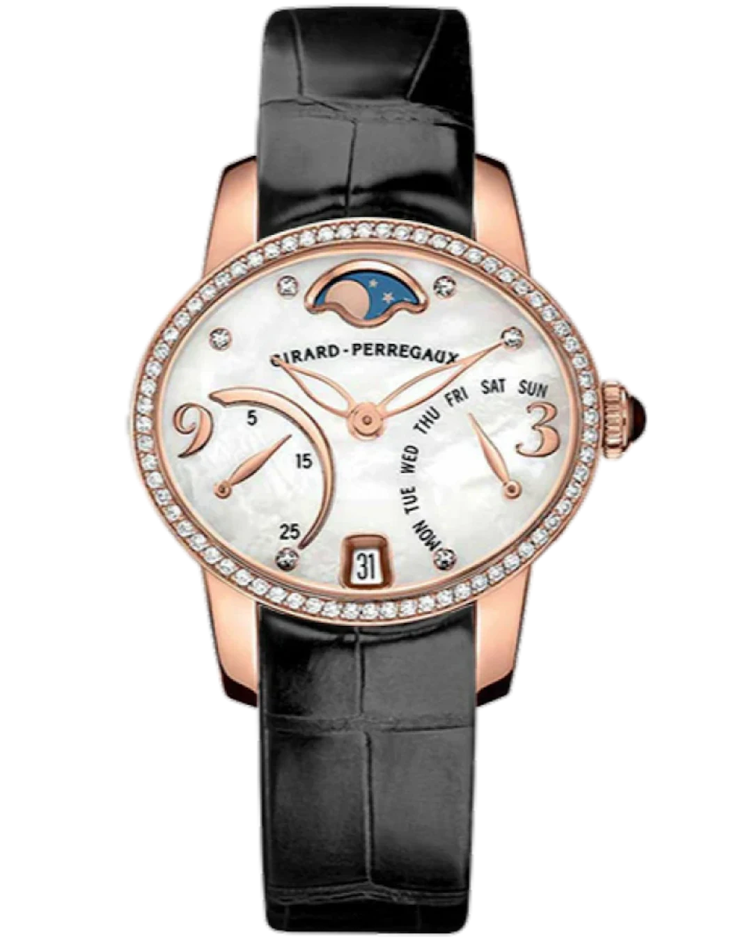Girard Perregaux Cats Eye Bi-Retro 18K Rose Gold & Diamonds Ladies Watch