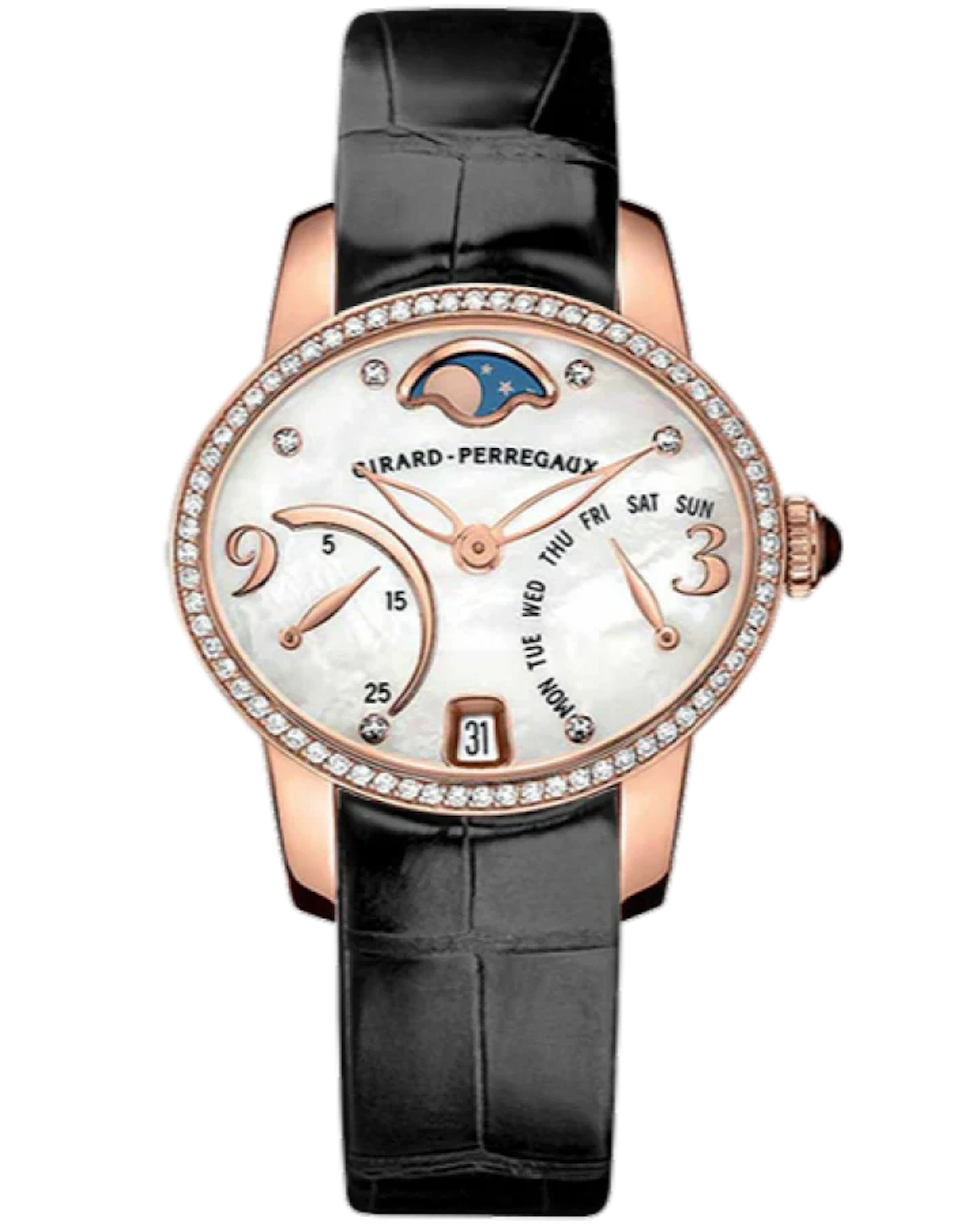 Girard Perregaux Cats Eye Bi-Retro 18K Rose Gold & Diamonds Ladies Watch