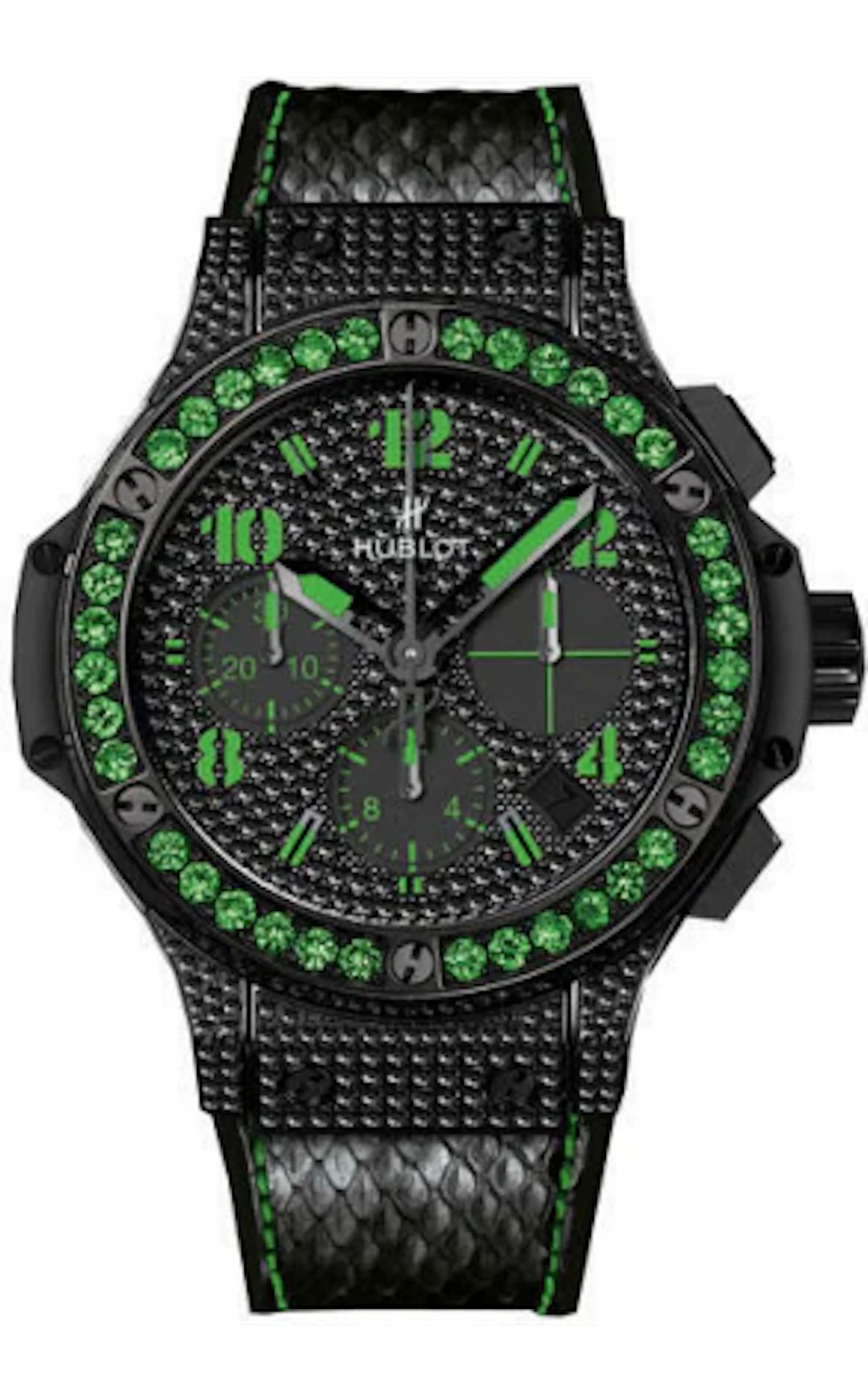 Hublot Big Bang Black Fluo Diamonds Green PVD Stainless steel & Black