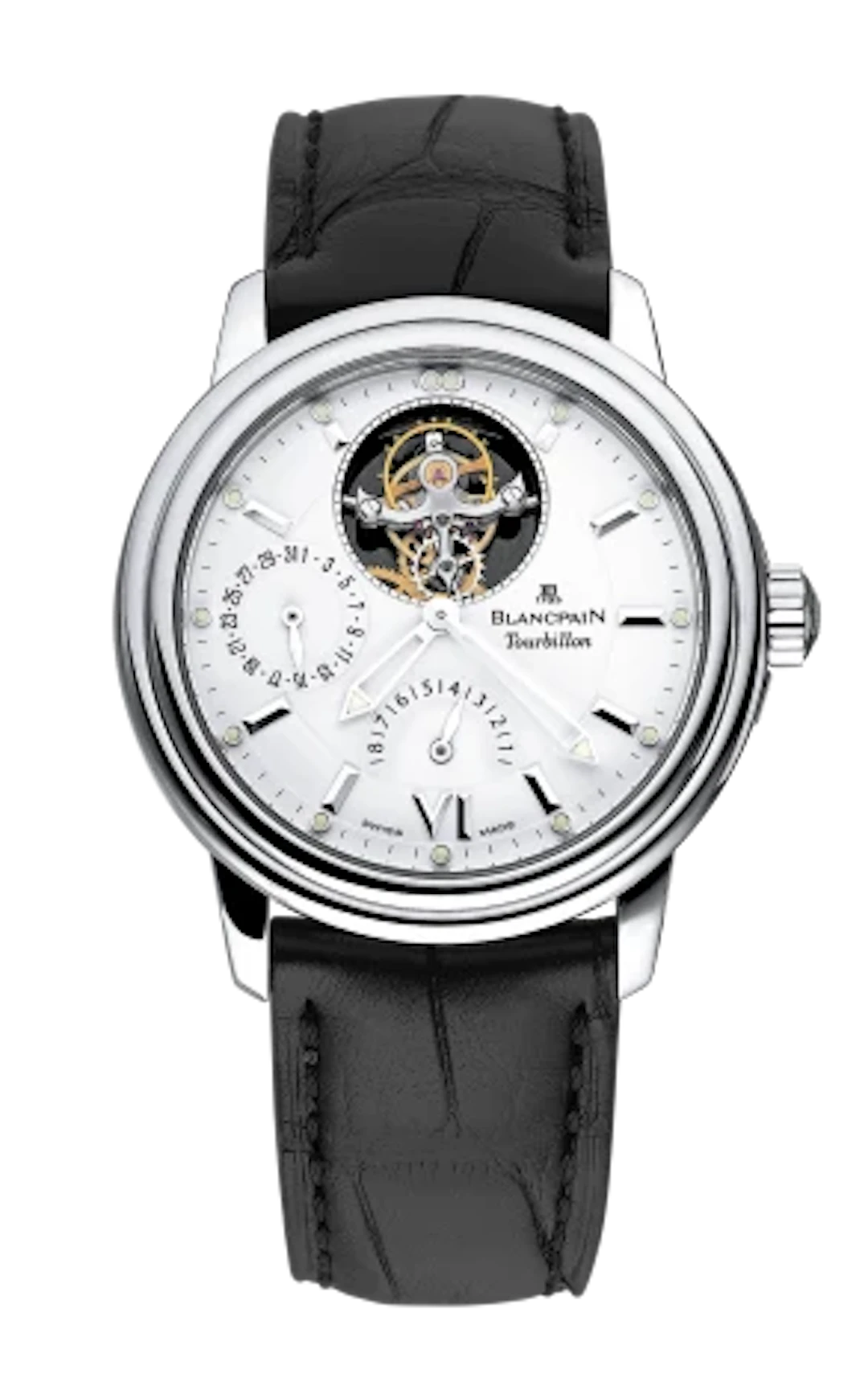 Blancpain Leman Tourbillon Power Reserve 18K White Gold Mens Watch