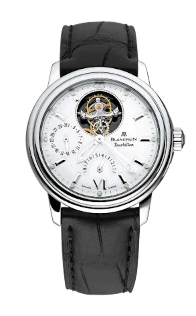 Blancpain Leman Tourbillon Power Reserve 18K White Gold Mens Watch