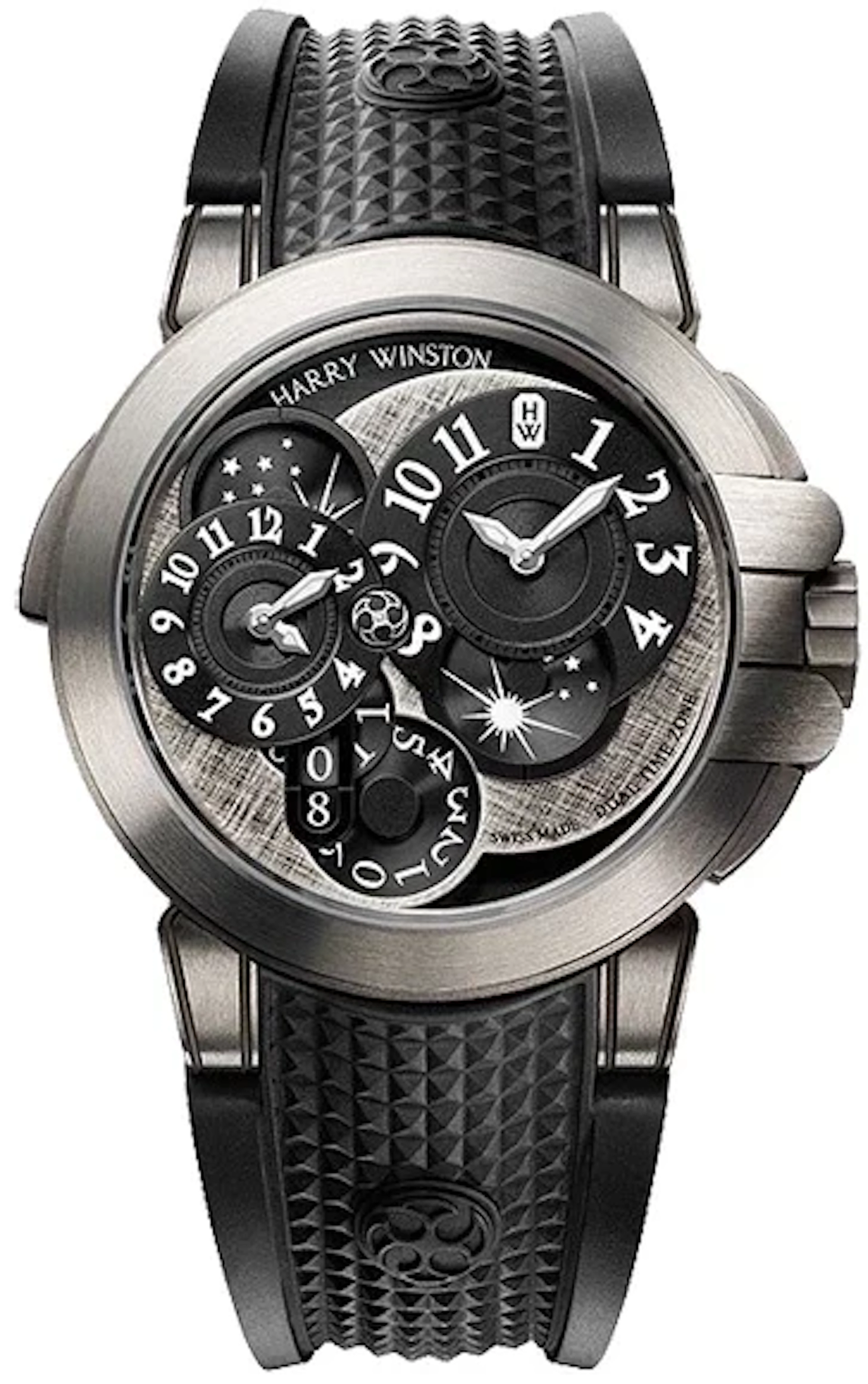 Harry Winston Ocean Collection Dual Time Monochrome Zalium Men's Watch