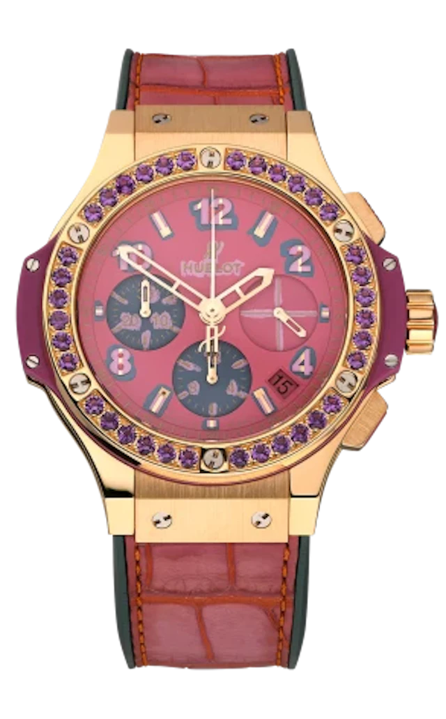 Hublot Big Bang Pop Art Chronograph 18K Yellow Gold & Amethysts Lady's Watch