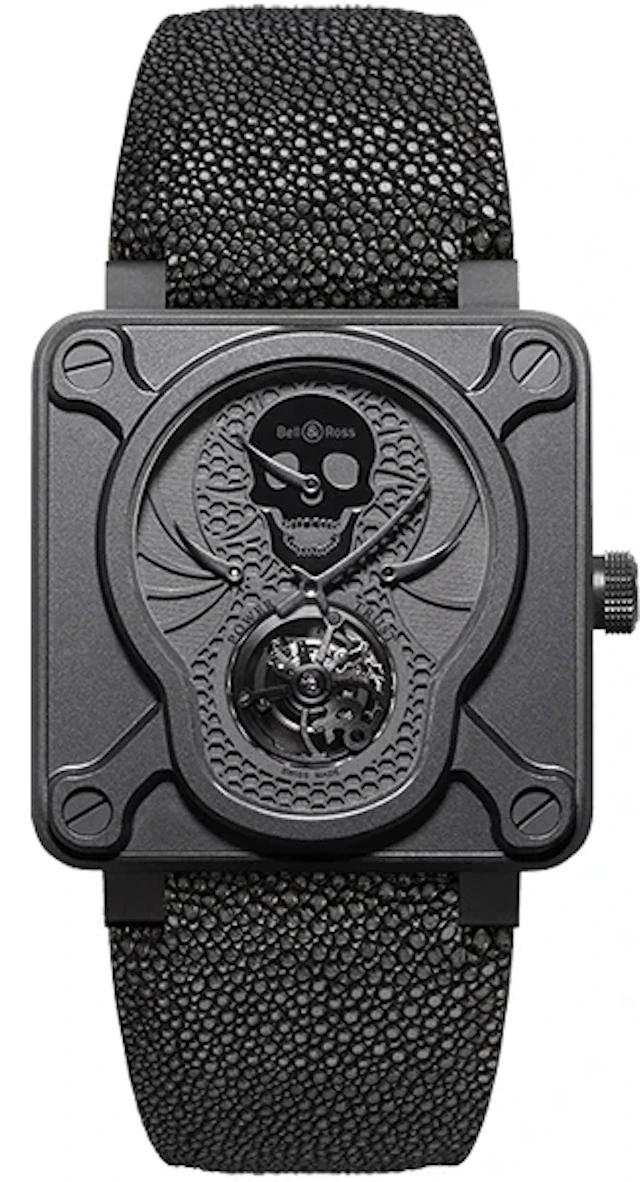 Bell & Ross BR Instrument 01 Tourbillon Skull DLC Titanium Men's Watch