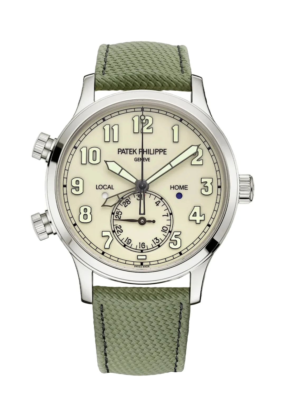 Patek Philippe Calatrava Pilot Travel Time 18K White Gold Men's Watch