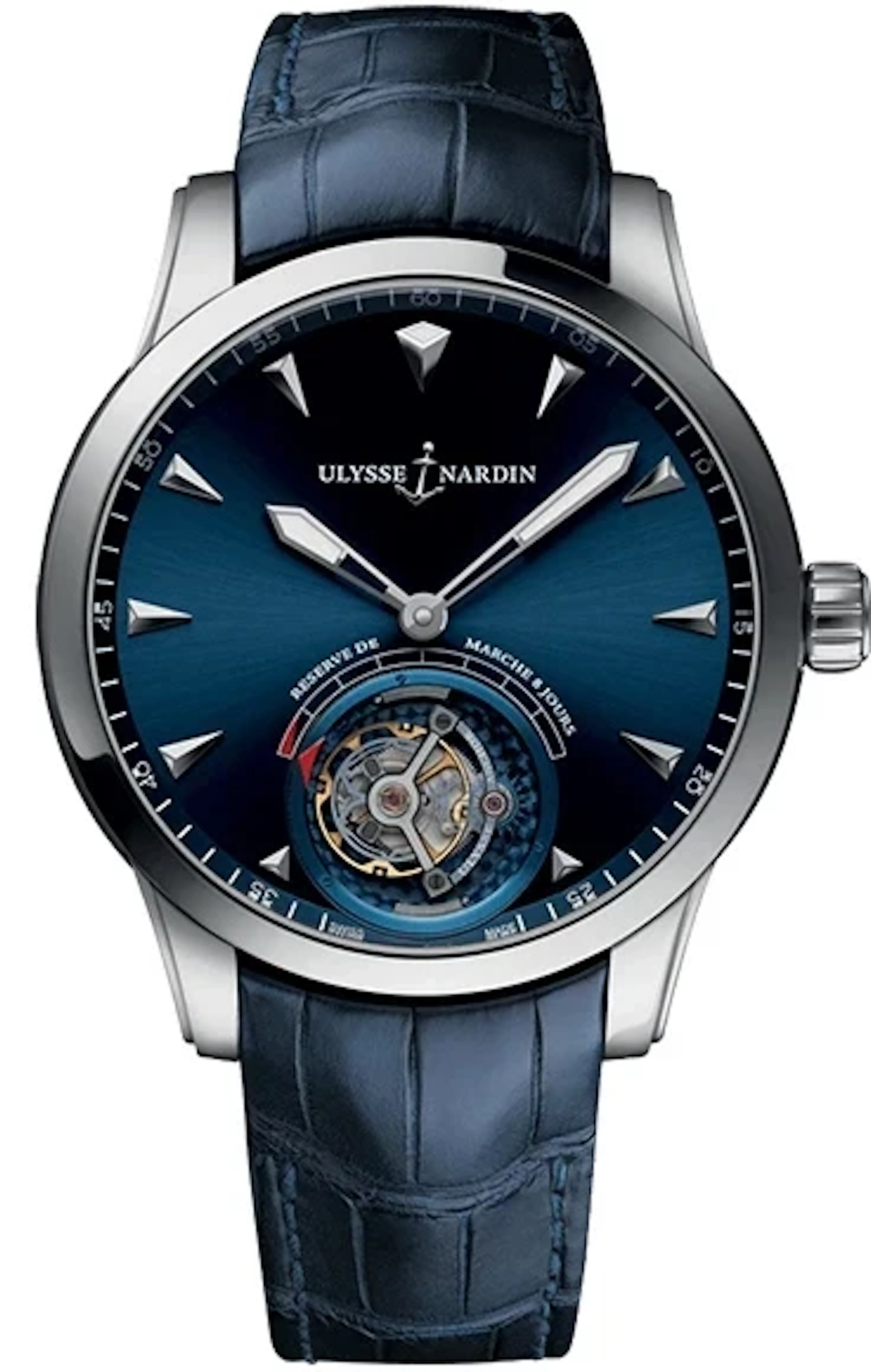 Ulysse Nardin Classico Ulysse Anchor Tourbillon 18K White Gold Mens Watch
