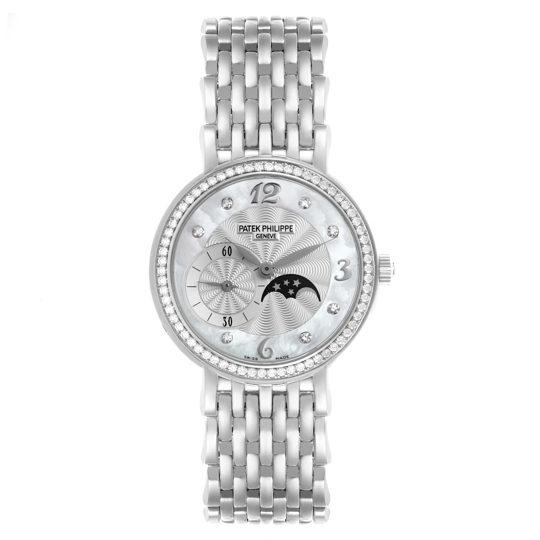 Patek Philippe Complicated 18K White Gold & Diamond Moon Phase Lady’s Watch