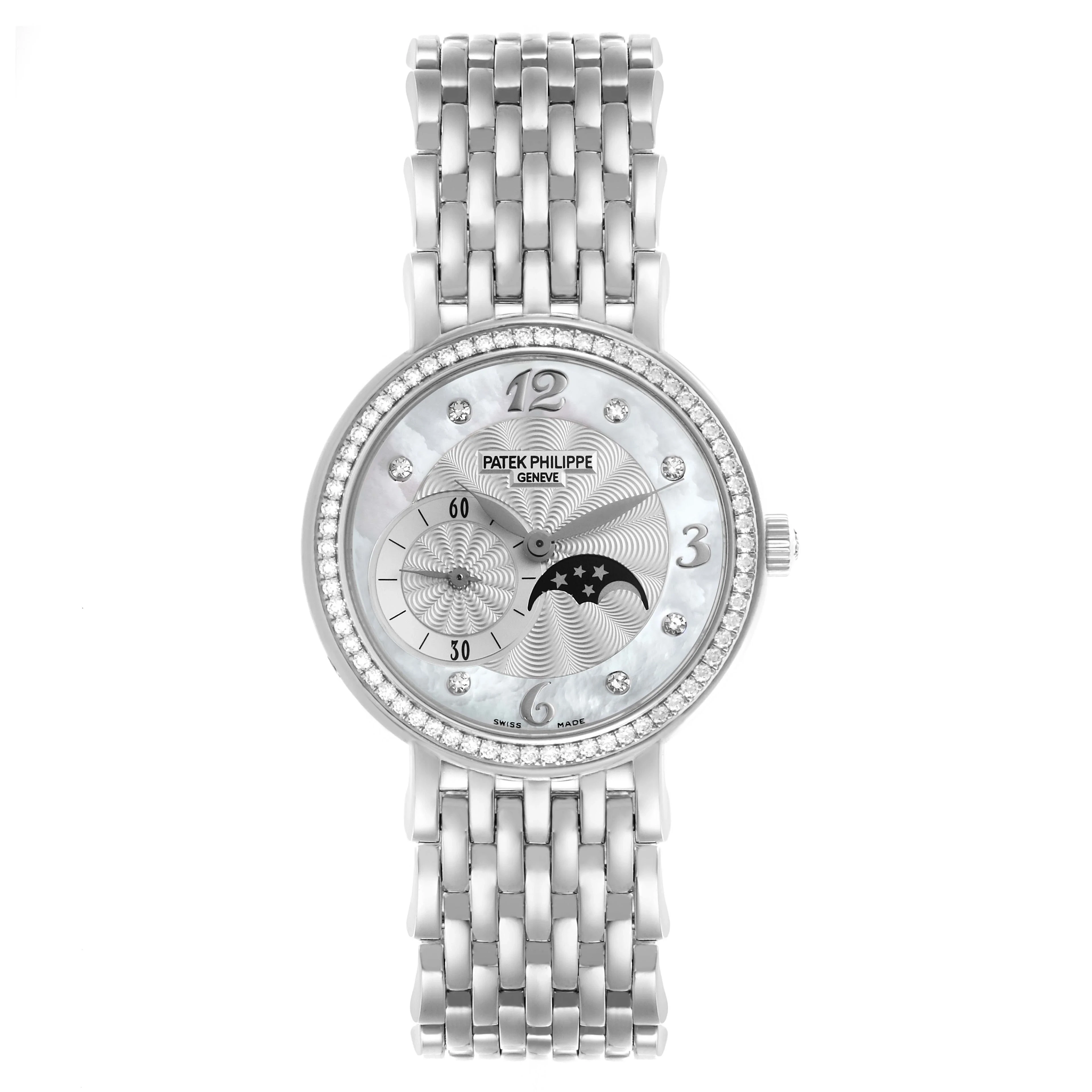 Patek Philippe Complicated 18K White Gold & Diamond Moon Phase Lady’s Watch