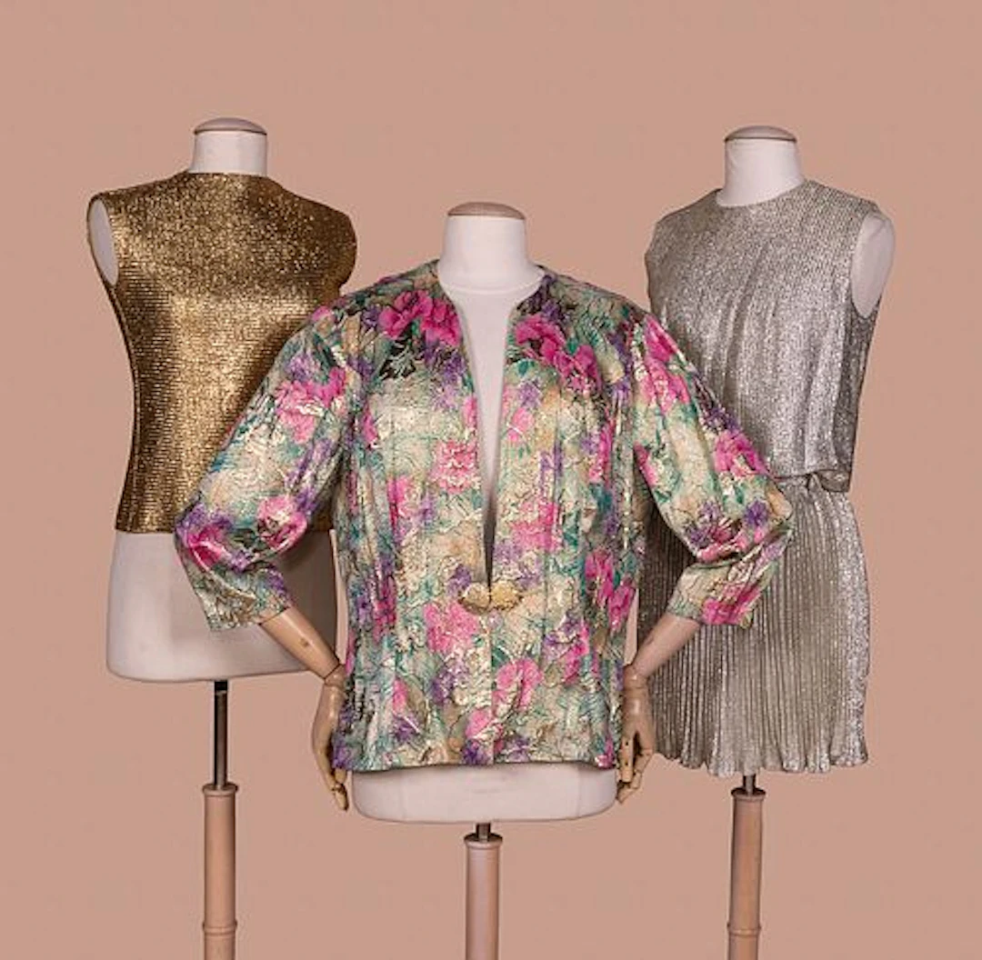 THREE METALLIC EVENING TOPS OR TUNICS, 1960S - 1980S