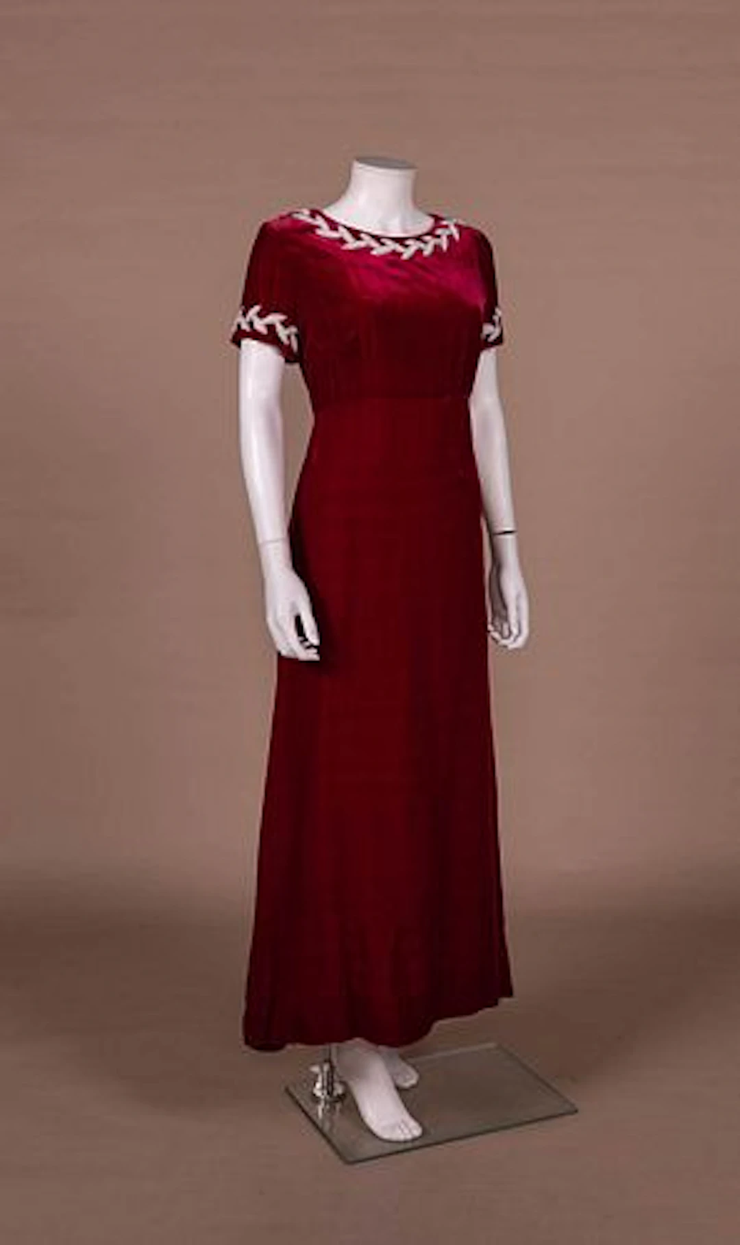 CRIMSON VELVET PARTY DRESS, 1950S