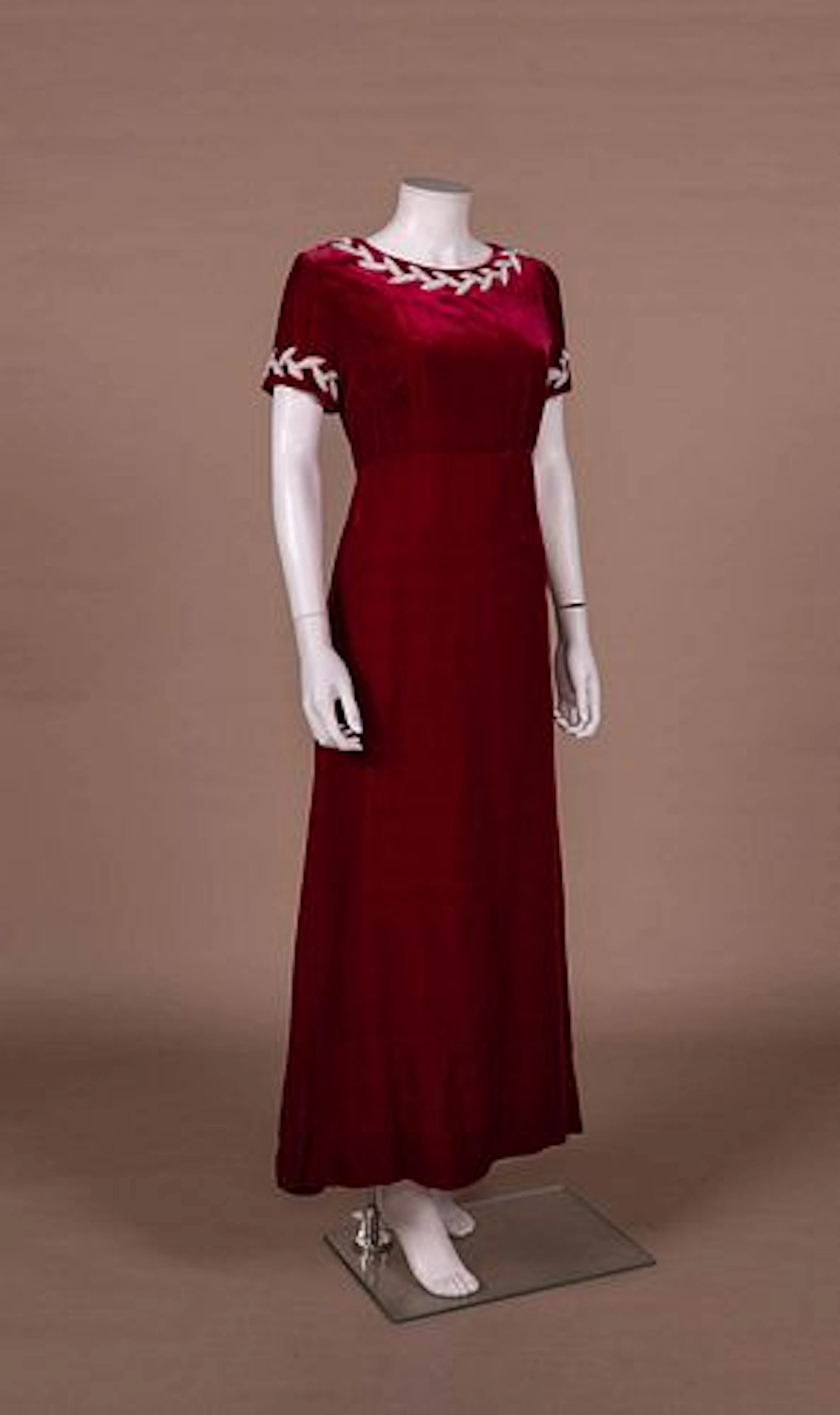 CRIMSON VELVET PARTY DRESS, 1950S