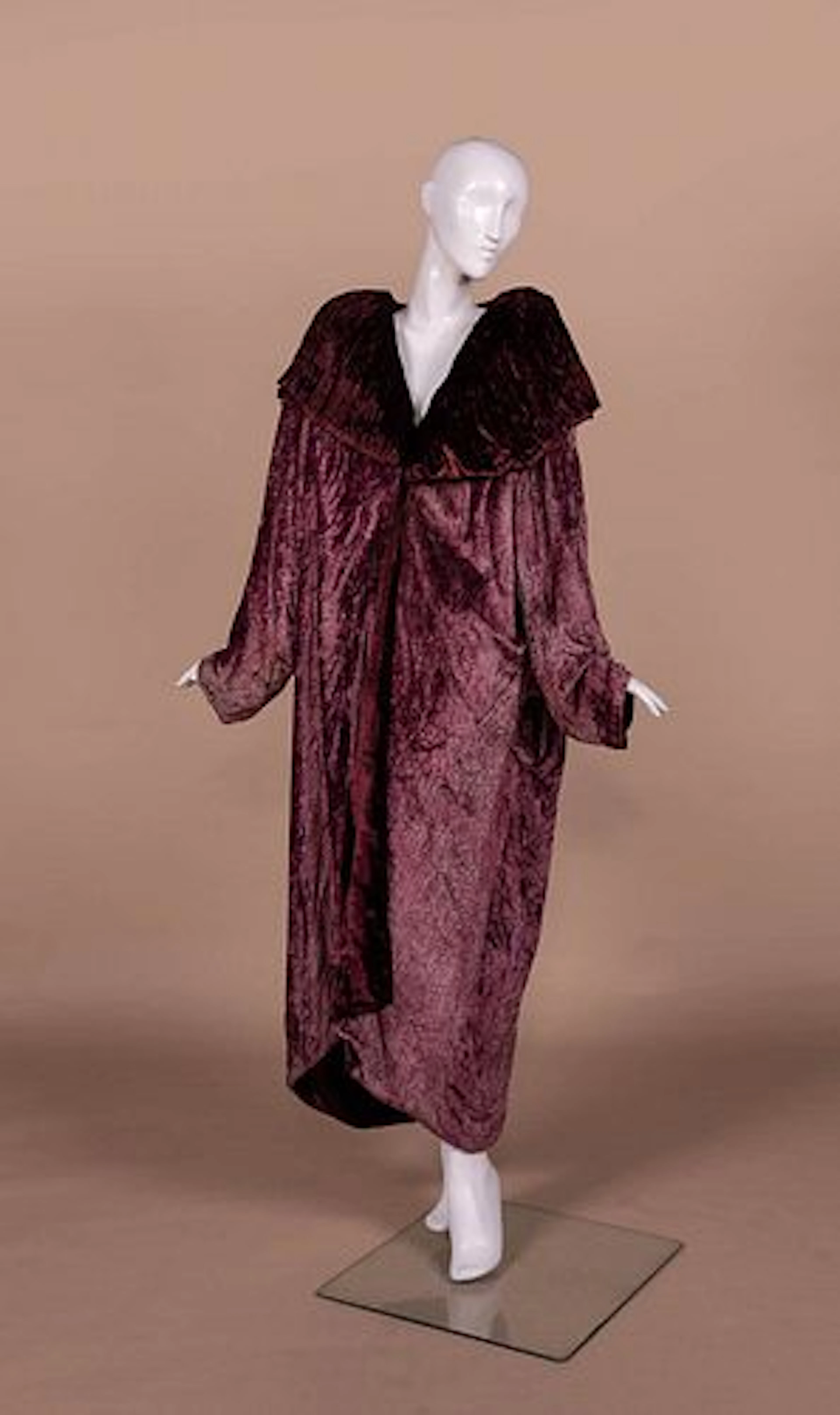 REVERSIBLE PLUM VELVET COCOON COAT, 1990S