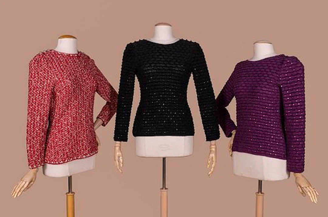 THREE ADOLFO EMBELLISHED KNIT PULLOVERS