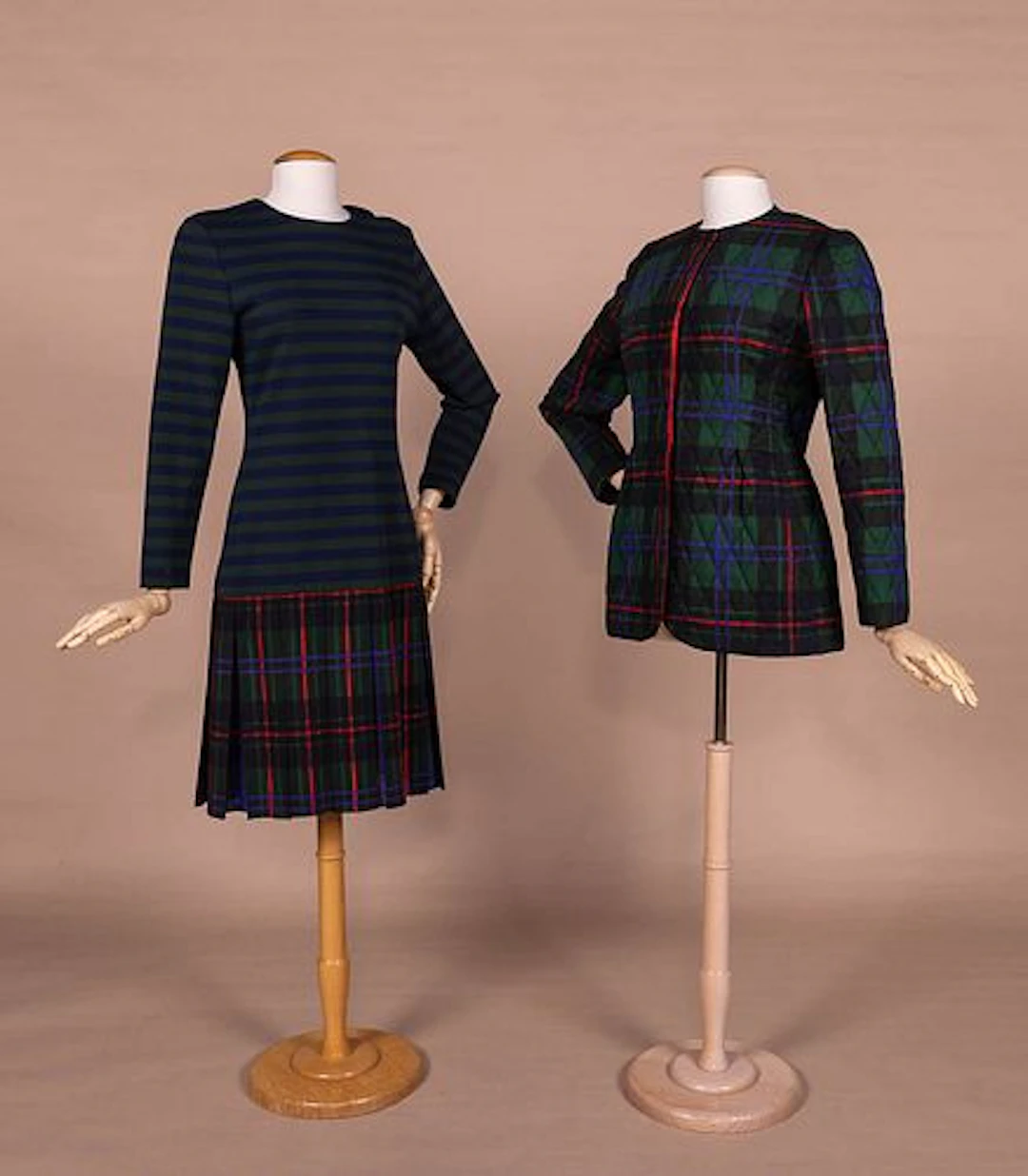 BILL BLASS TWO-PIECE PLAID ENSEMBLE, C. 1990S
