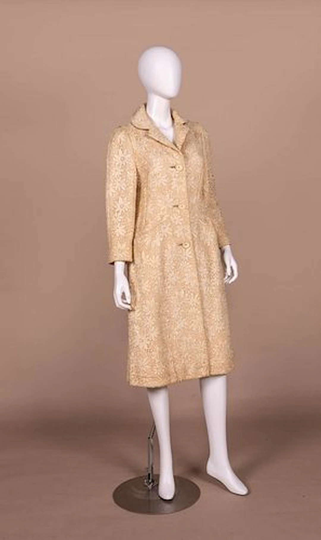 CREAM LACE OVERLAY COAT, 1950S